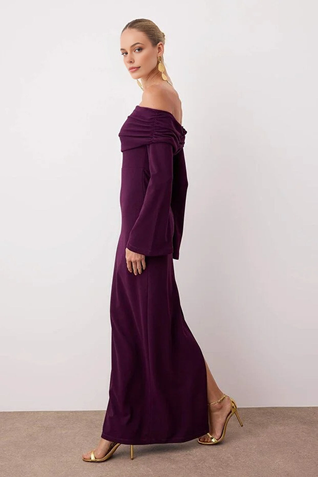 Carmen Collar Maxi Elegant Evening Dress