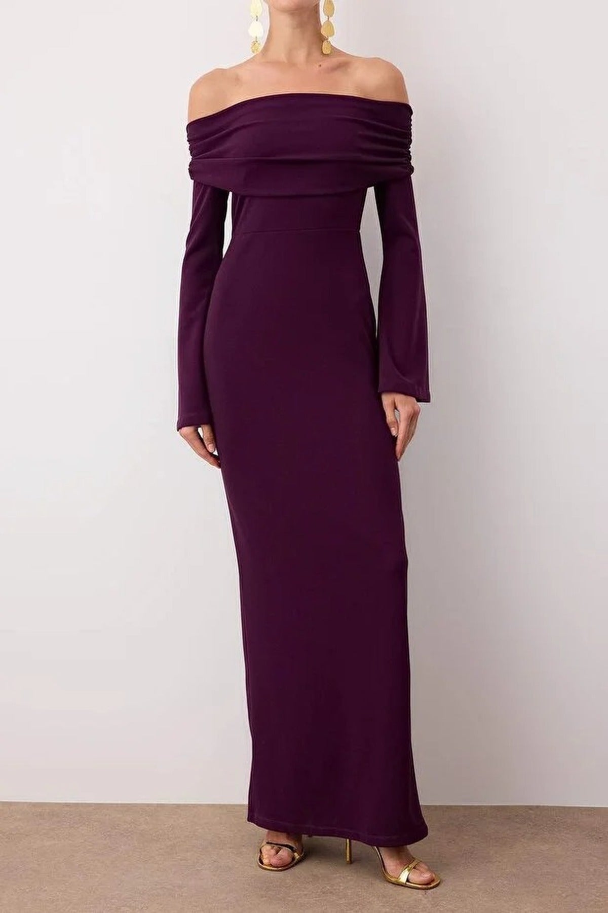 Carmen Collar Maxi Elegant Evening Dress