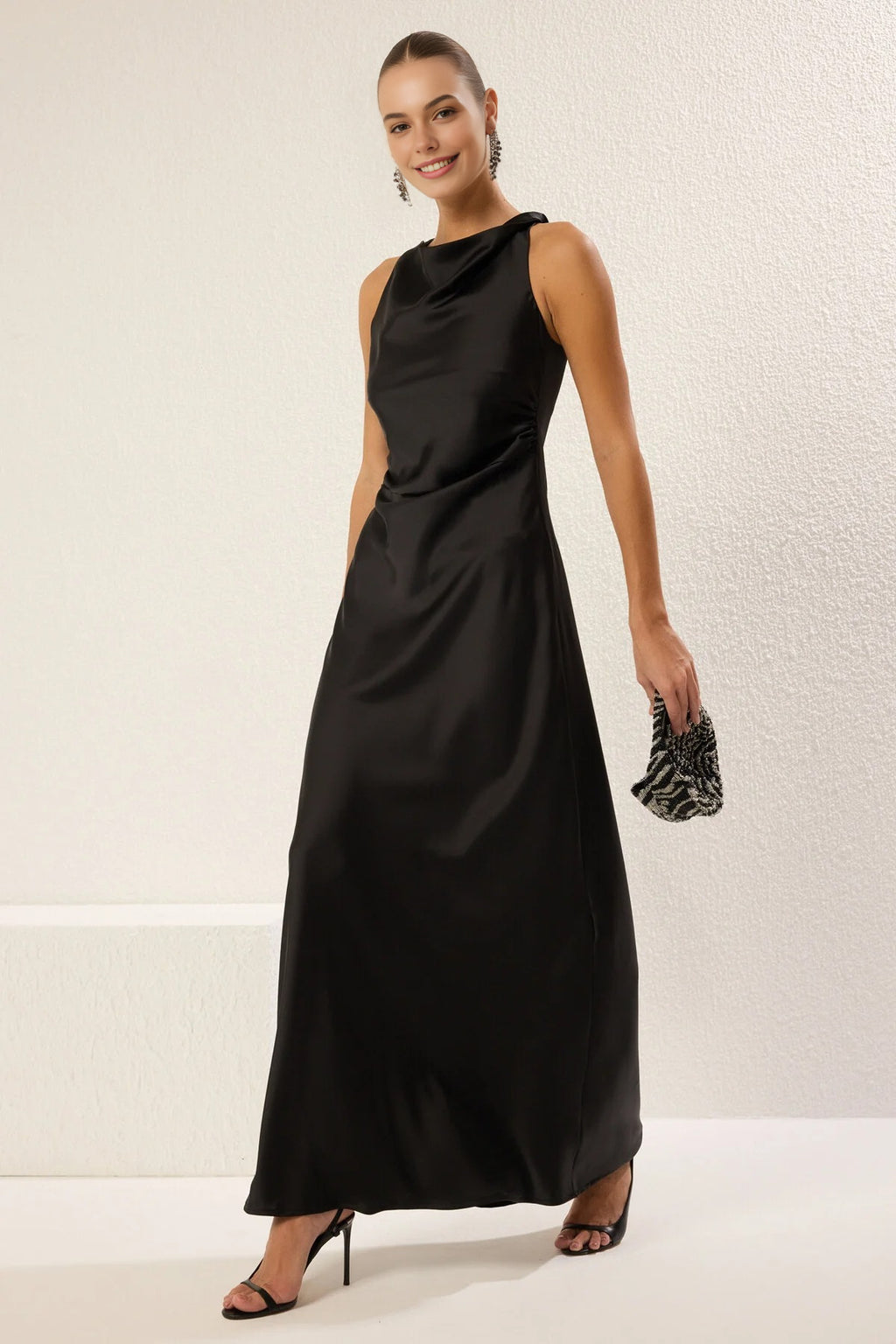 Satin Maxi Evening Dress