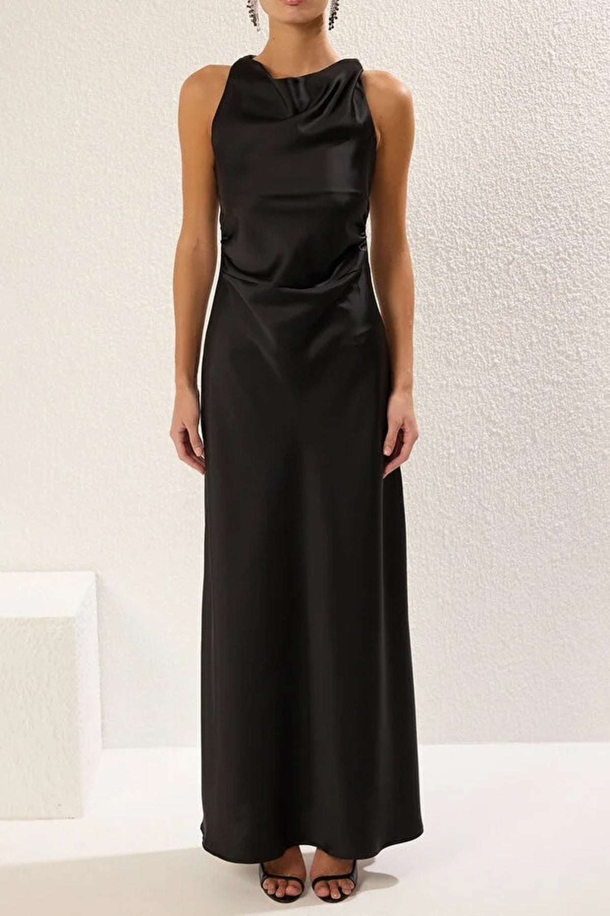 Satin Maxi Evening Dress