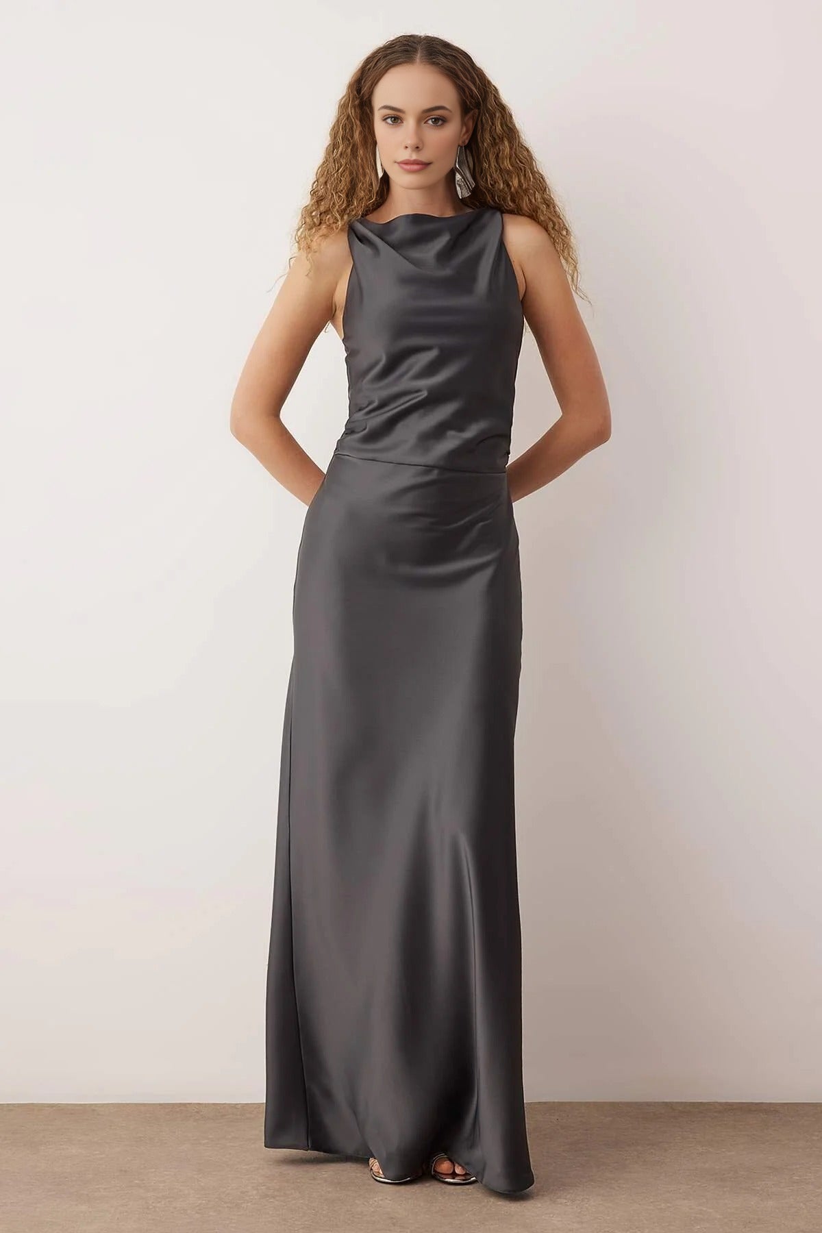 Satin Maxi Evening Dress