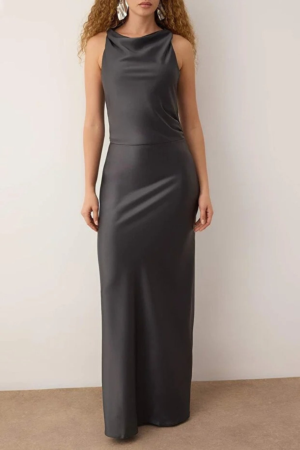 Satin Maxi Evening Dress