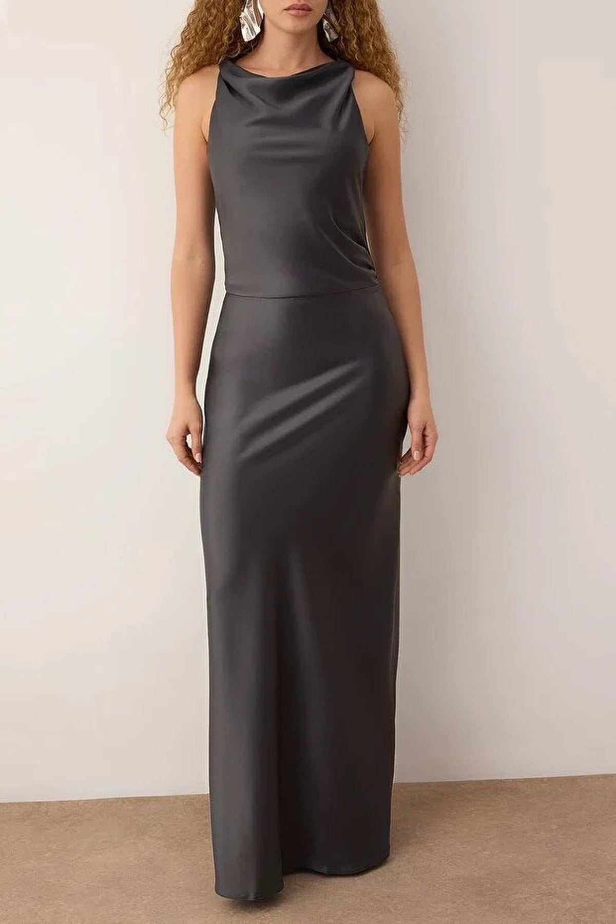 Satin Maxi Evening Dress