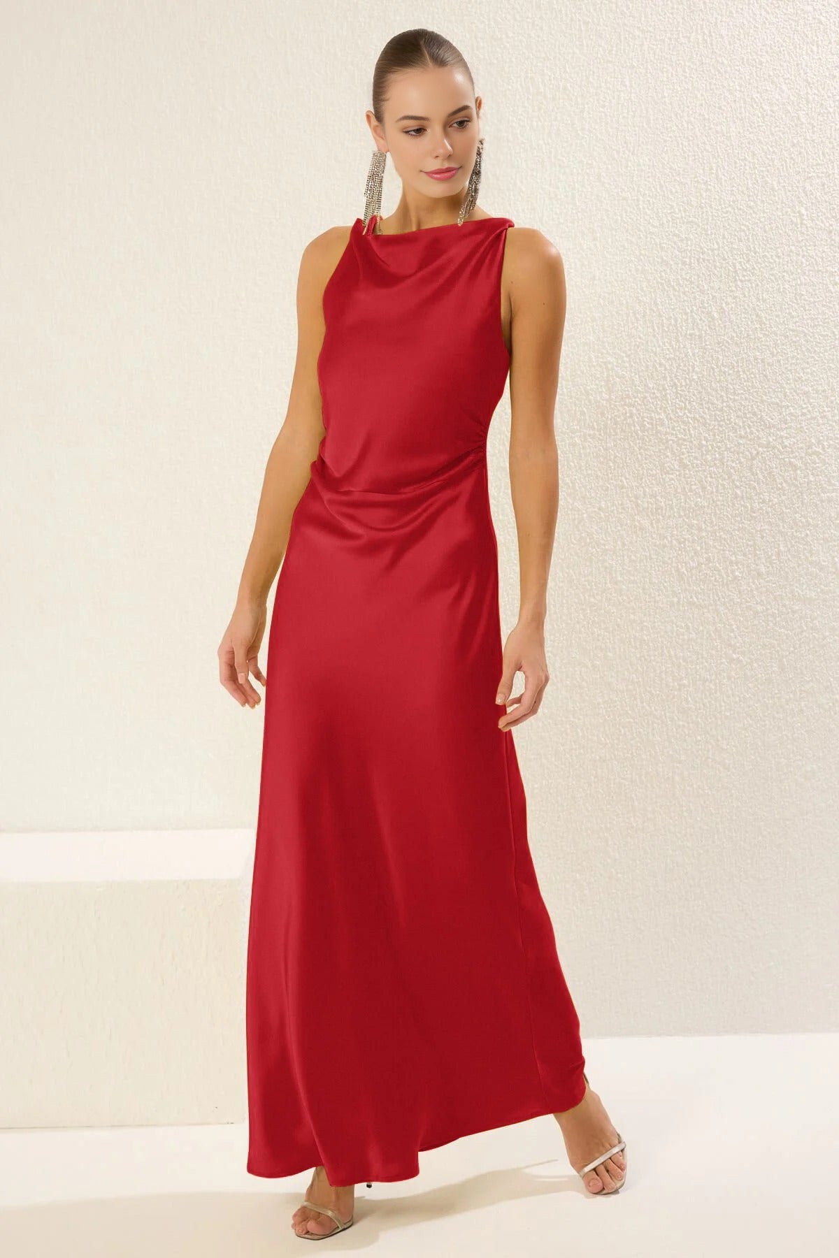 Satin Maxi Evening Dress