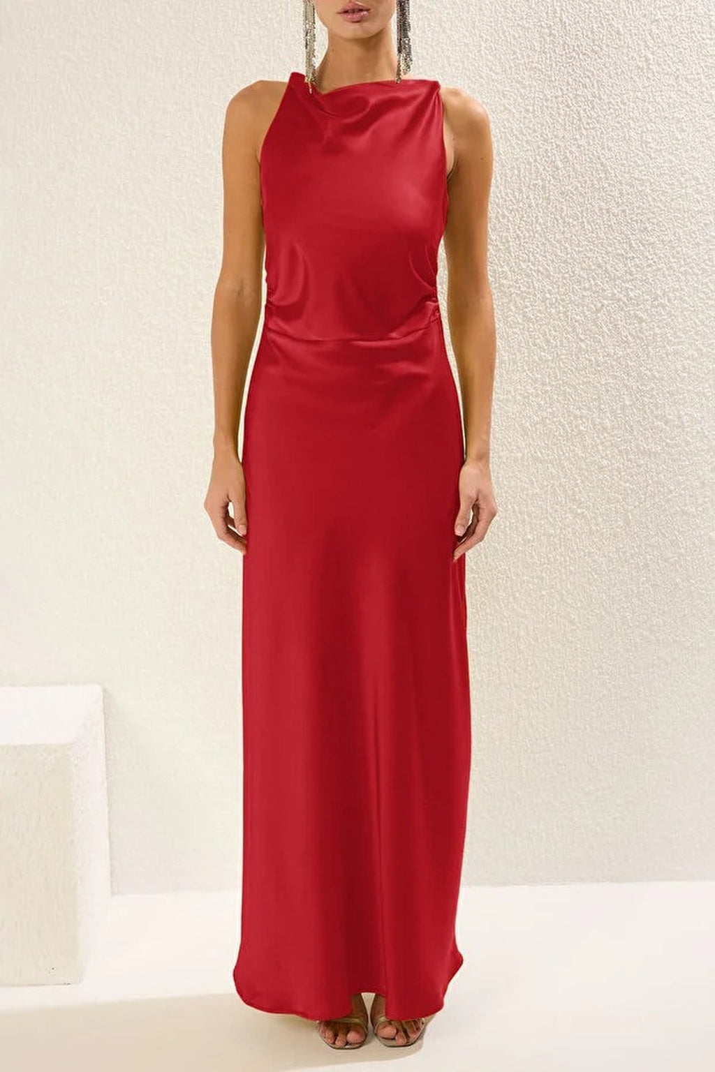 Satin Maxi Evening Dress