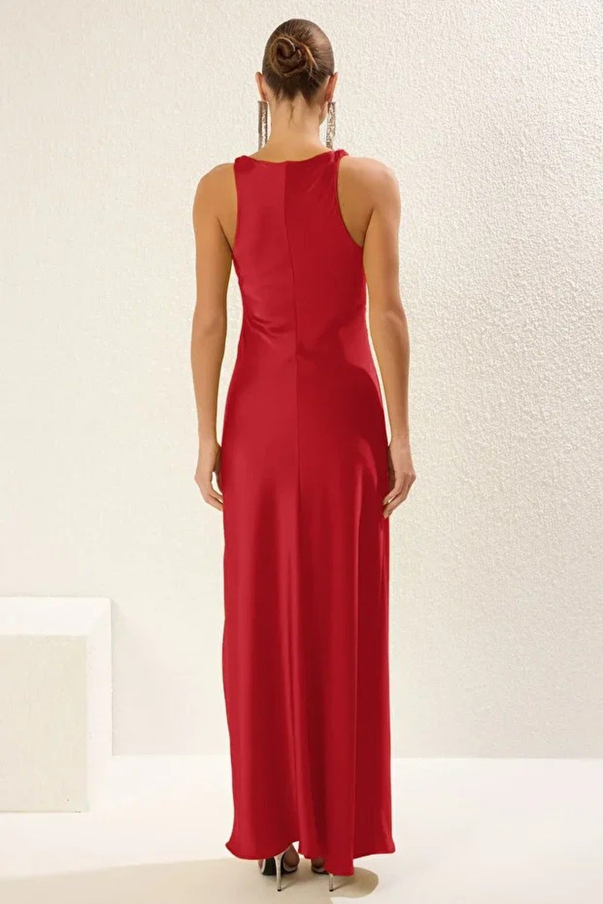 Satin Maxi Evening Dress