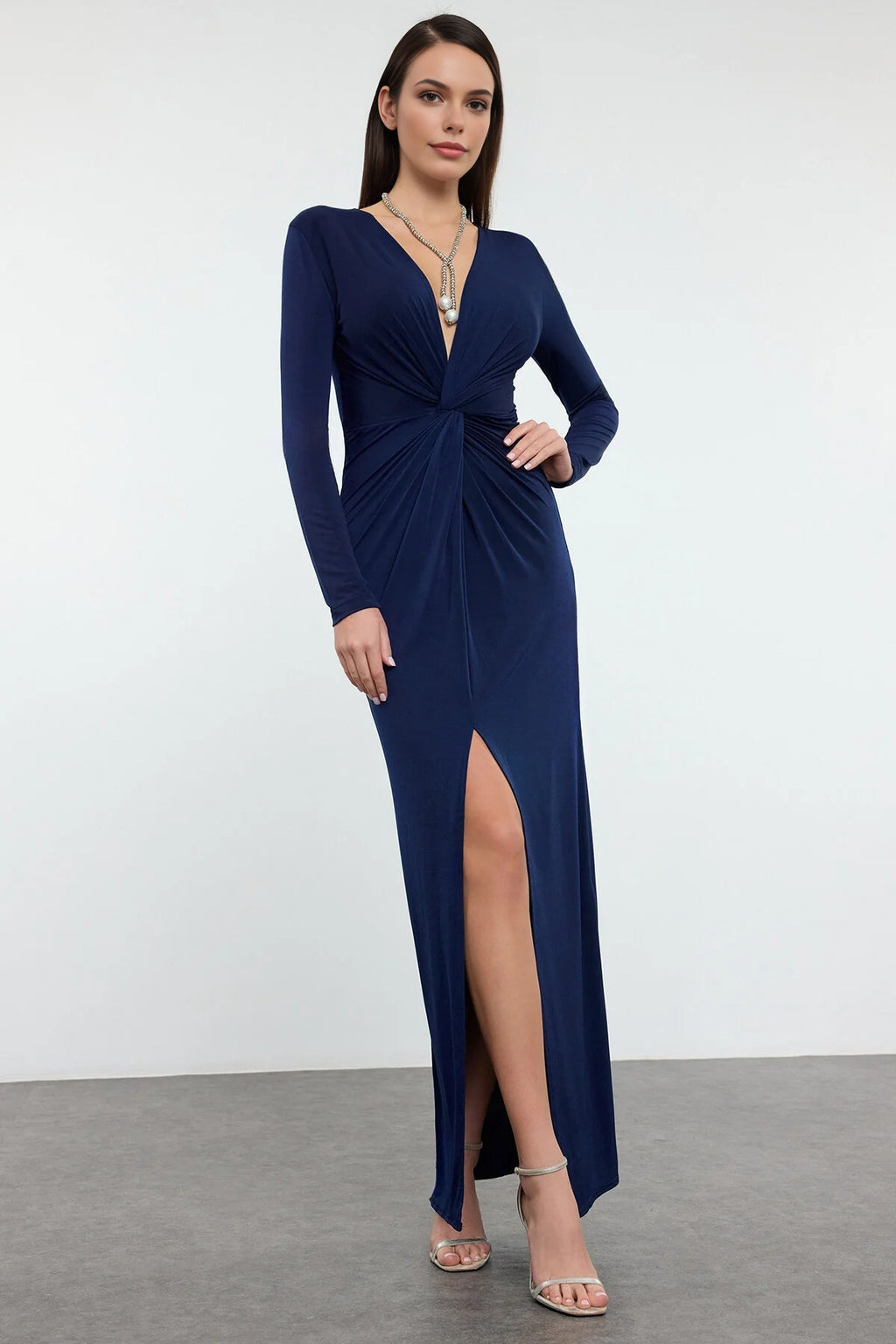 Double-Breasted Maxi Elegant Evening Dress