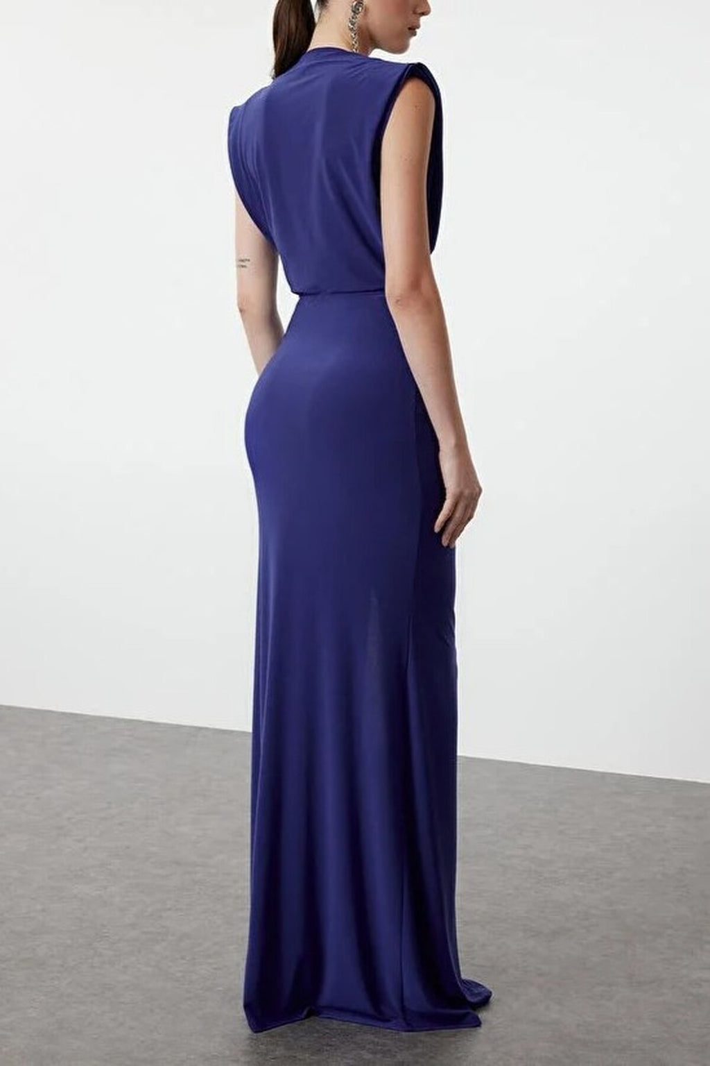 Draped Woven Maxi Elegant Evening Dress