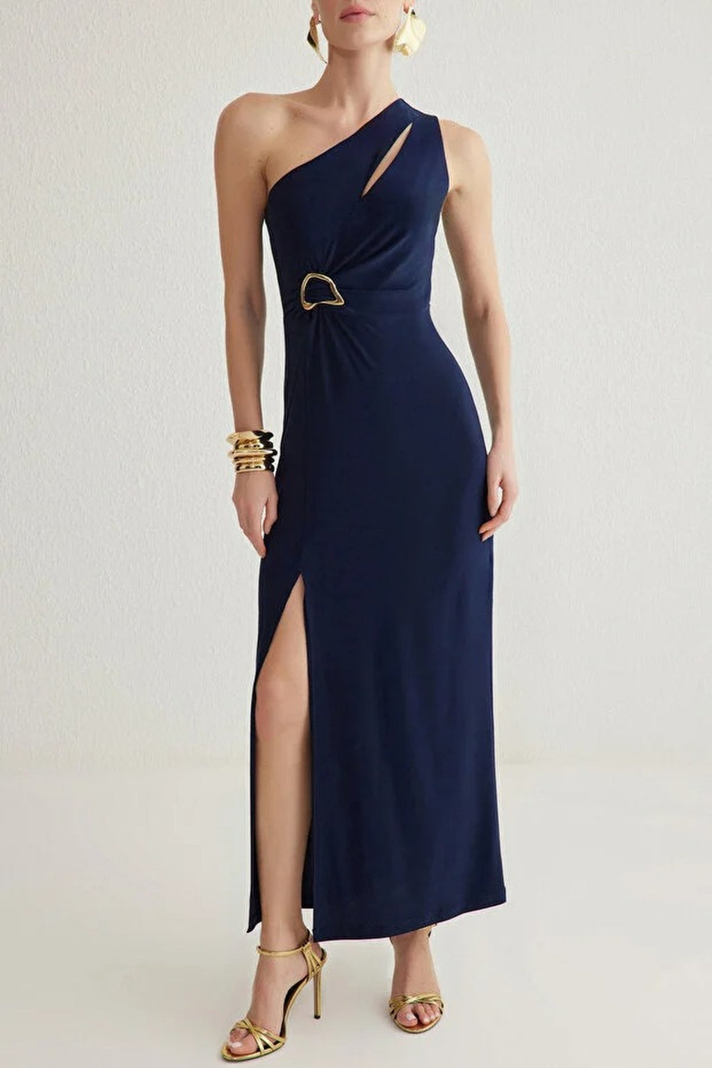Maxi Evening Dress with Accessory Detail