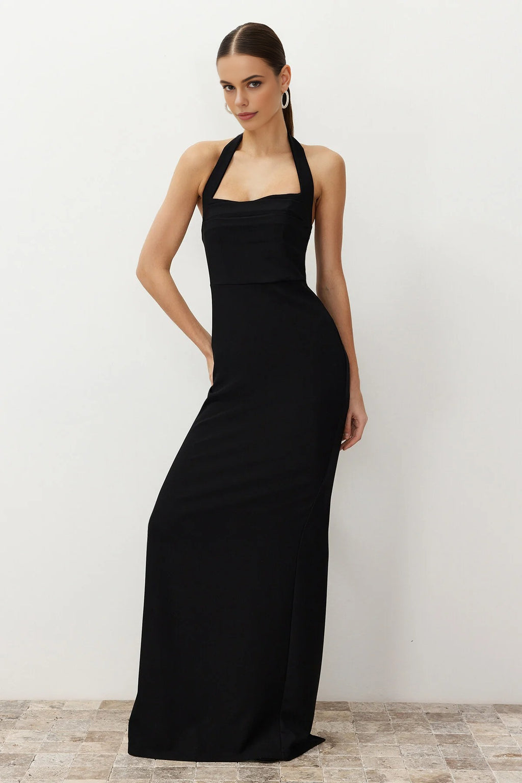 Cowl Neck Maxi Elegant Evening Dress