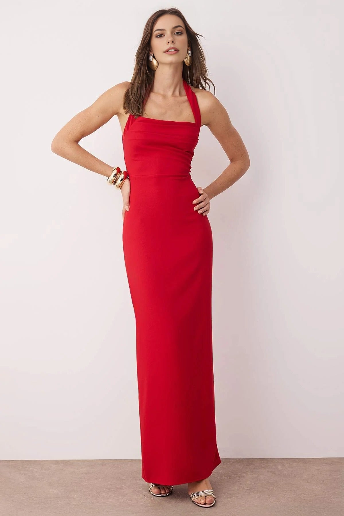 Cowl Neck Maxi Elegant Evening Dress