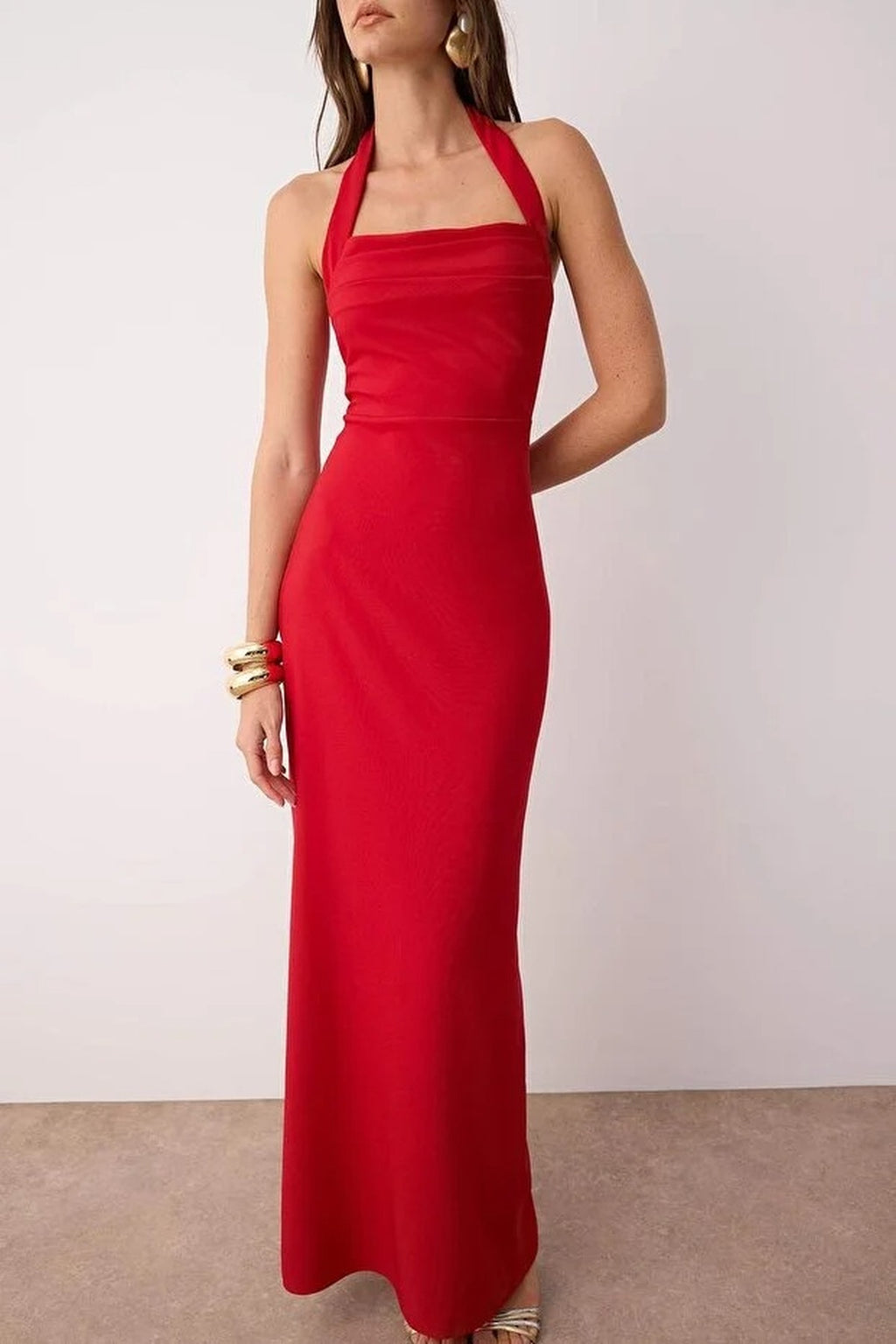 Cowl Neck Maxi Elegant Evening Dress