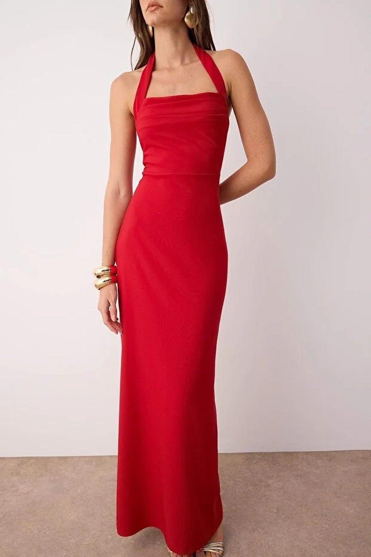 Cowl Neck Maxi Elegant Evening Dress