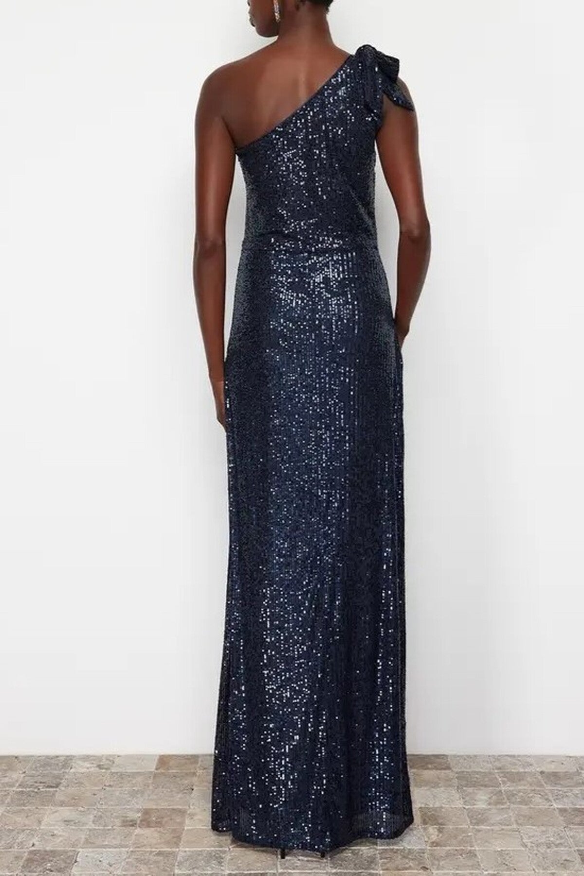 One Sleeve Sequin Long Elegant Evening Dress