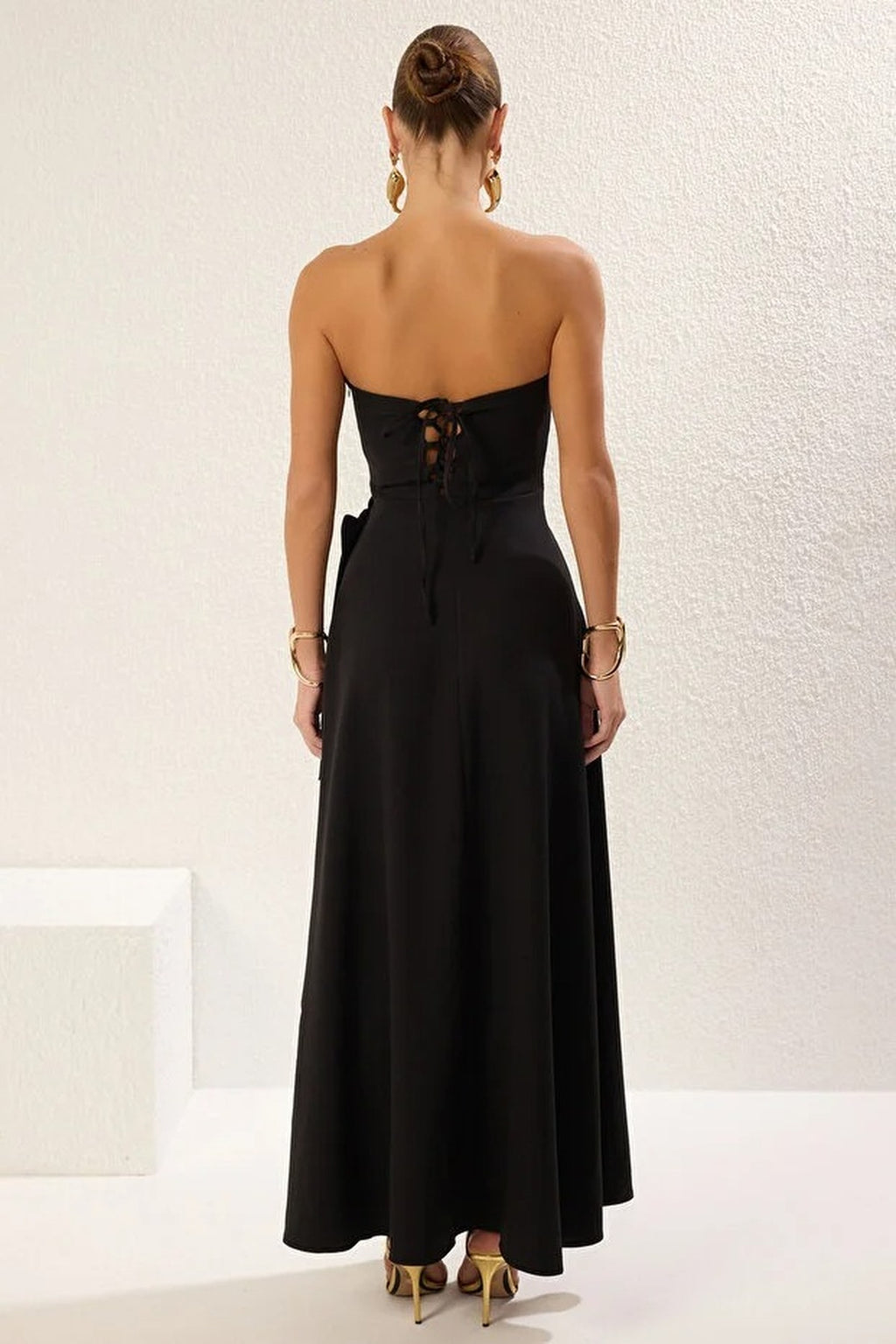 Strapless Long Elegant Evening Dress with Back Detail