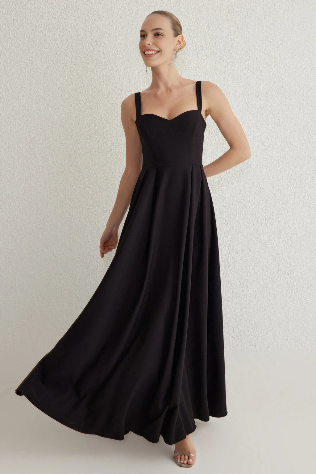 A-Line Long Elegant Evening Dress with Back Bow Detail