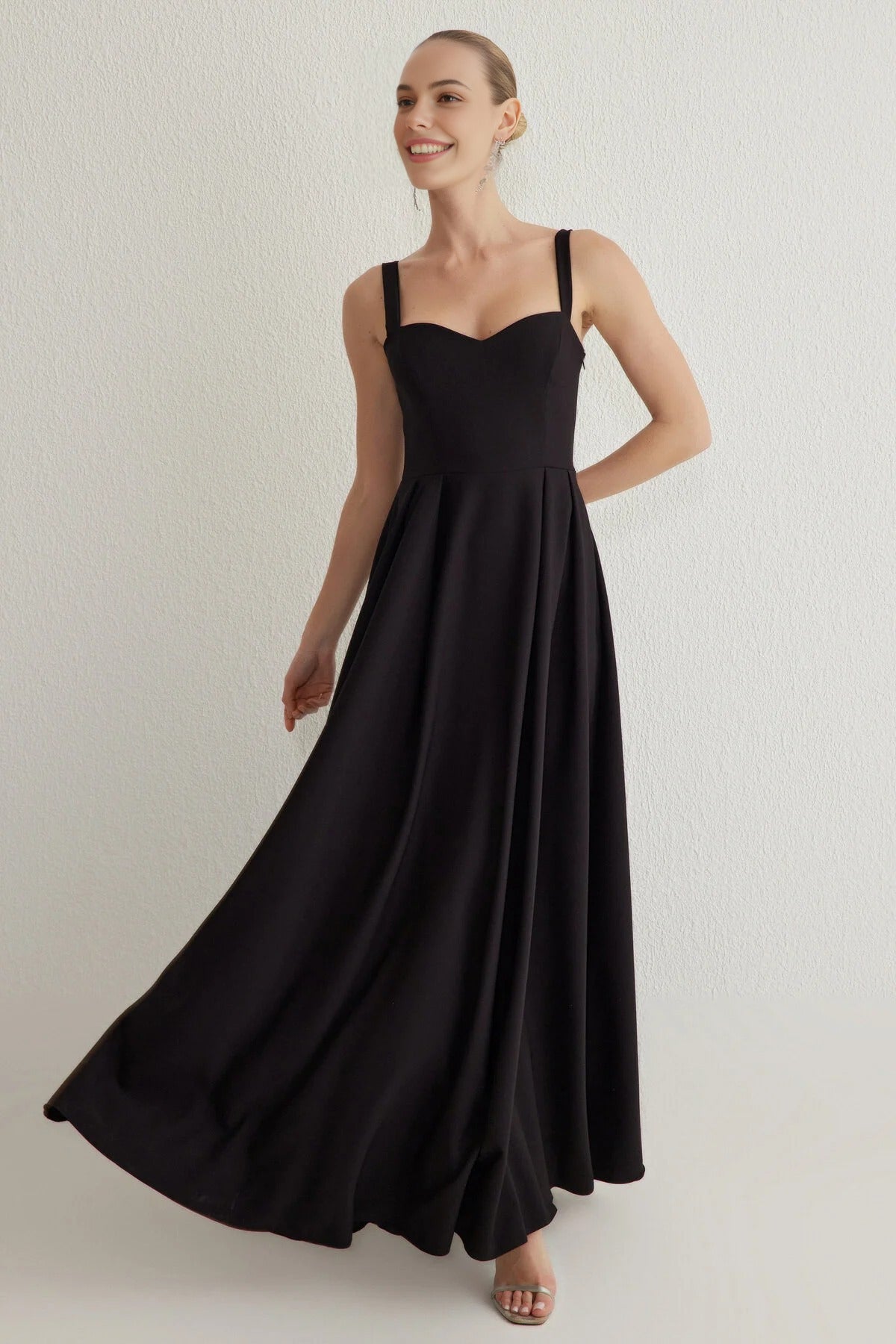 A-Line Long Elegant Evening Dress with Back Bow Detail
