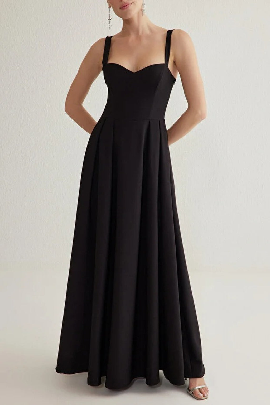 A-Line Long Elegant Evening Dress with Back Bow Detail