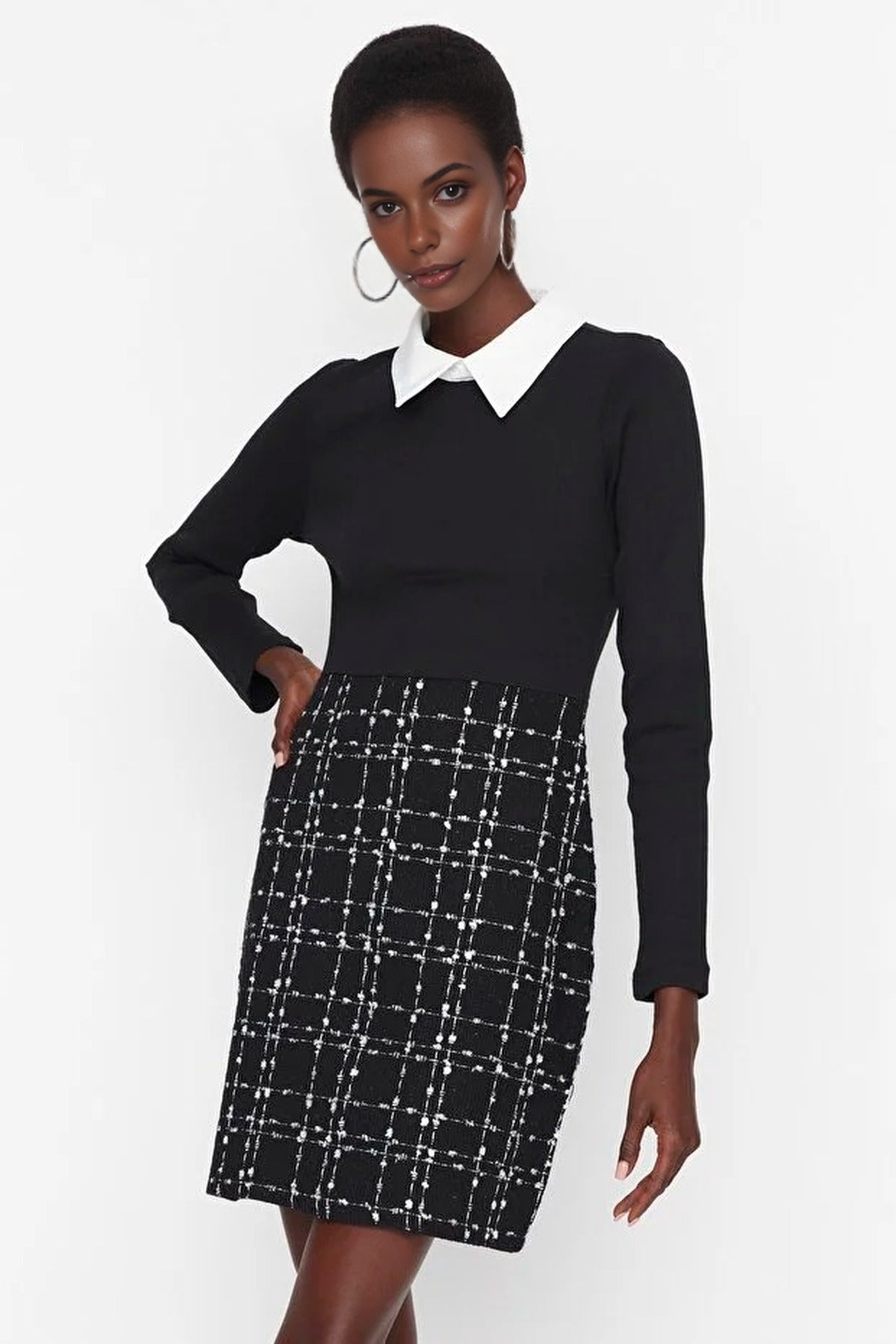Tweed Argyle Woven Dress