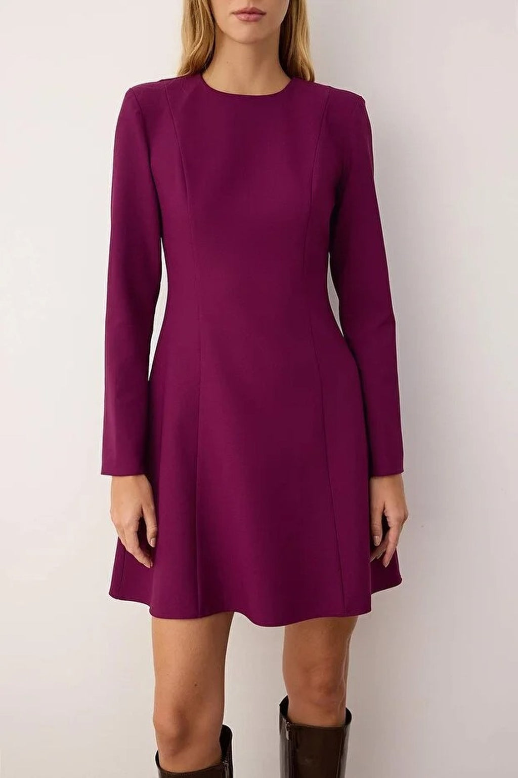 Mini Woven Dress with Flounce Skirt