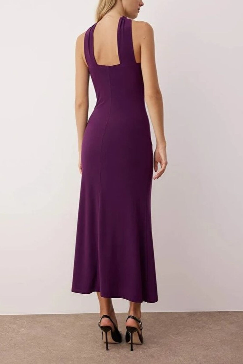 Maxi Unlined Dress with Neck Detail