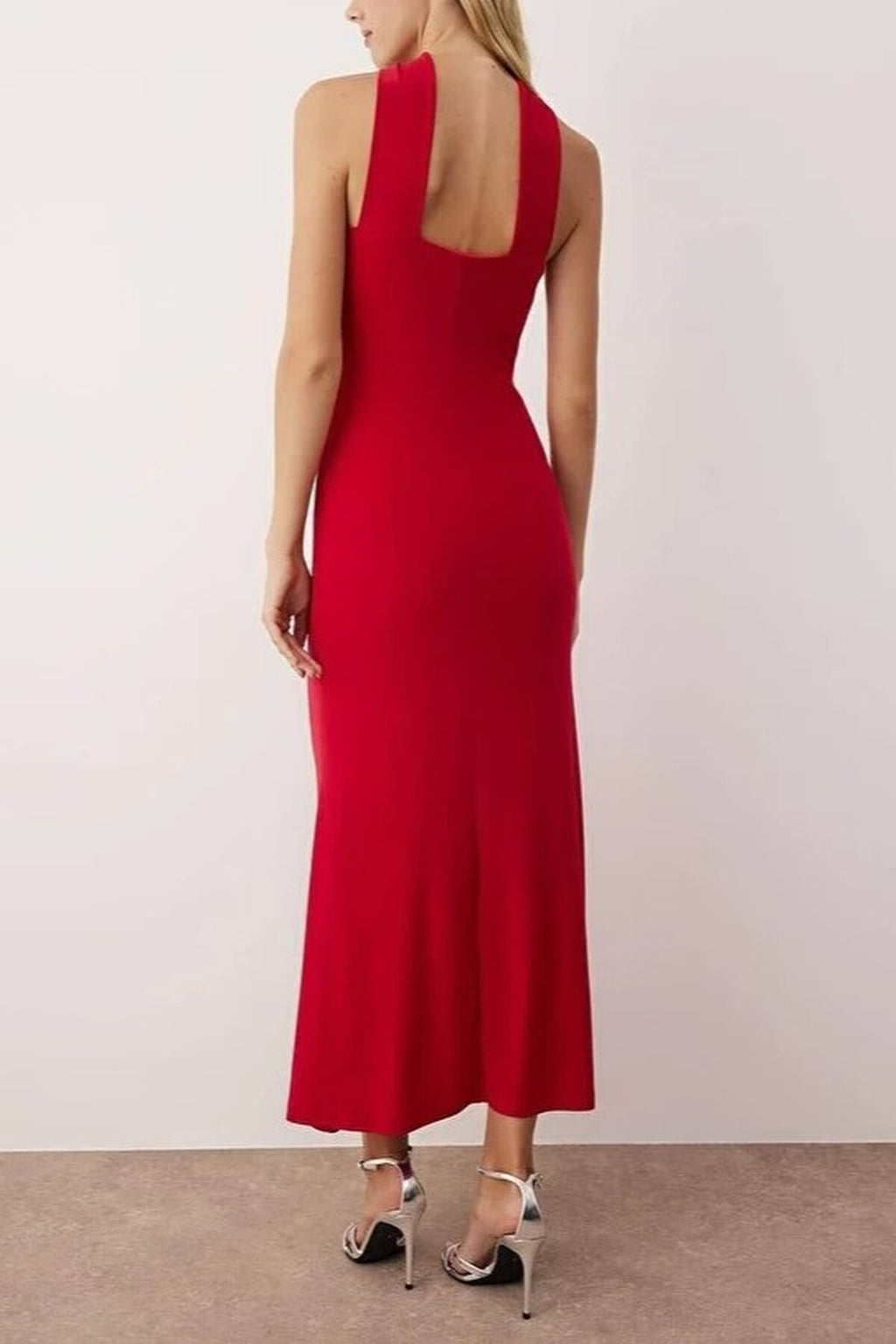 Maxi Unlined Dress with Neck Detail
