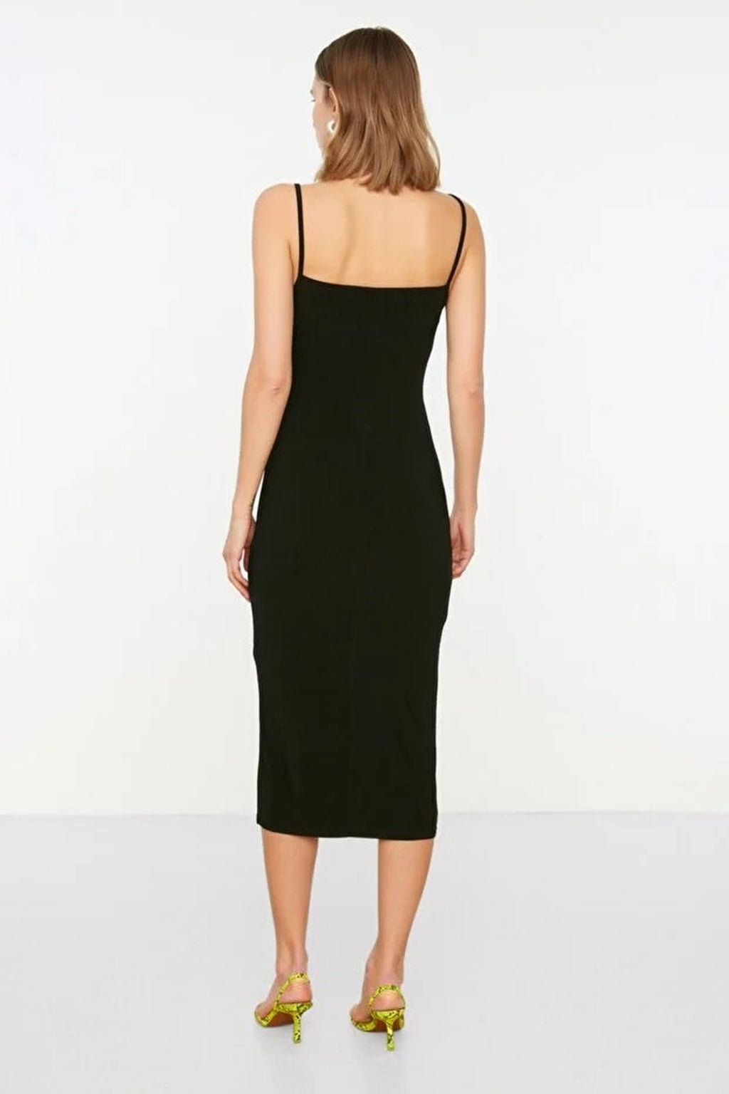 Cowl Neck Stretch Knit Midi Dress