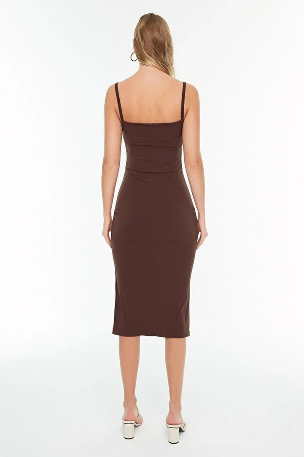 Cowl Neck Stretch Knit Midi Dress