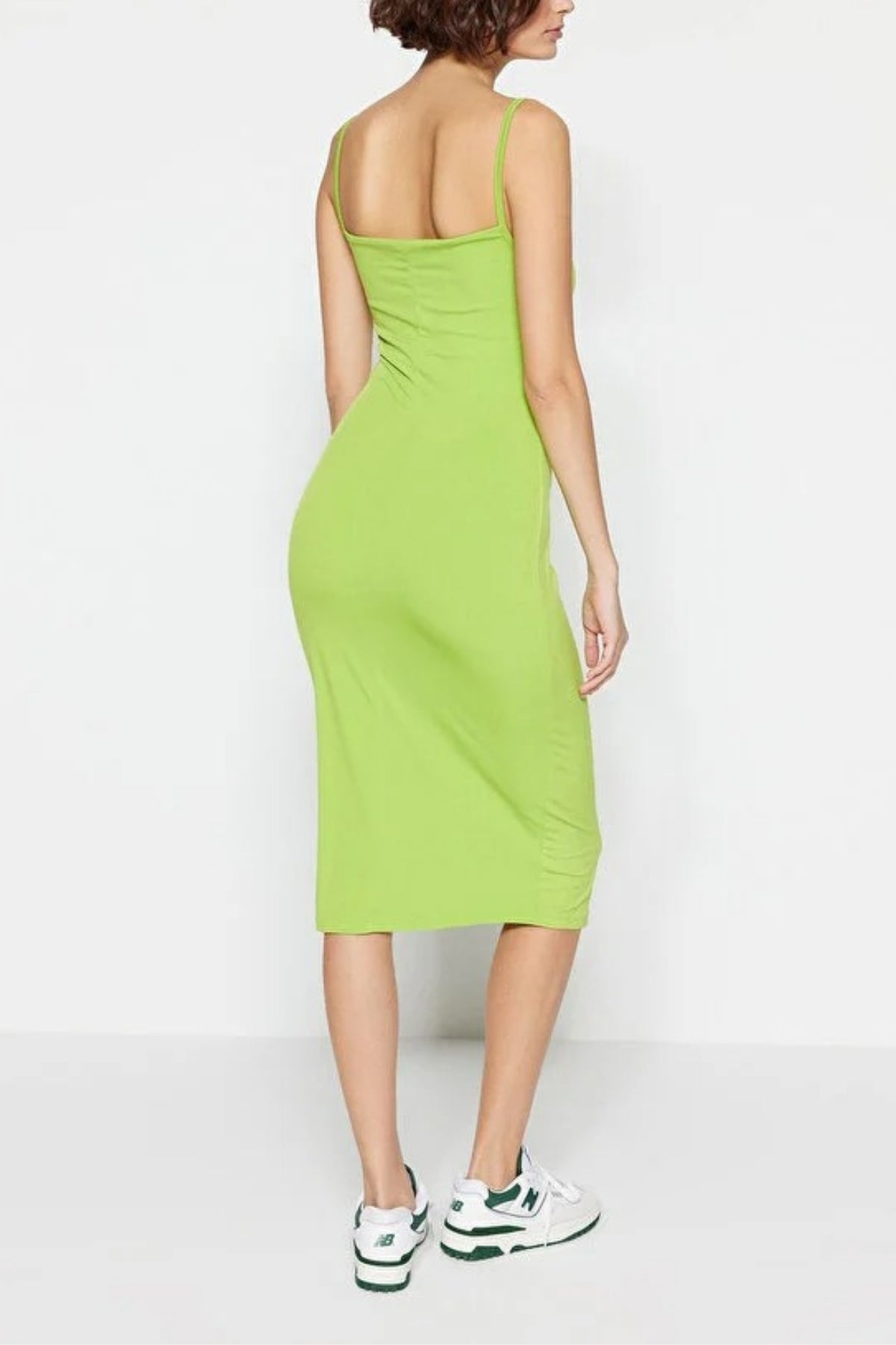 Cowl Neck Stretch Knit Midi Dress