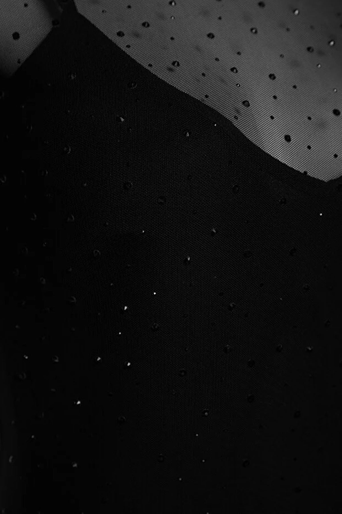 Black Tulle Evening Dress with Shiny Stones