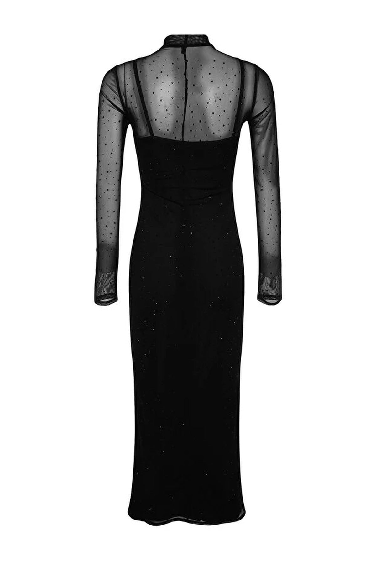 Black Tulle Evening Dress with Shiny Stones