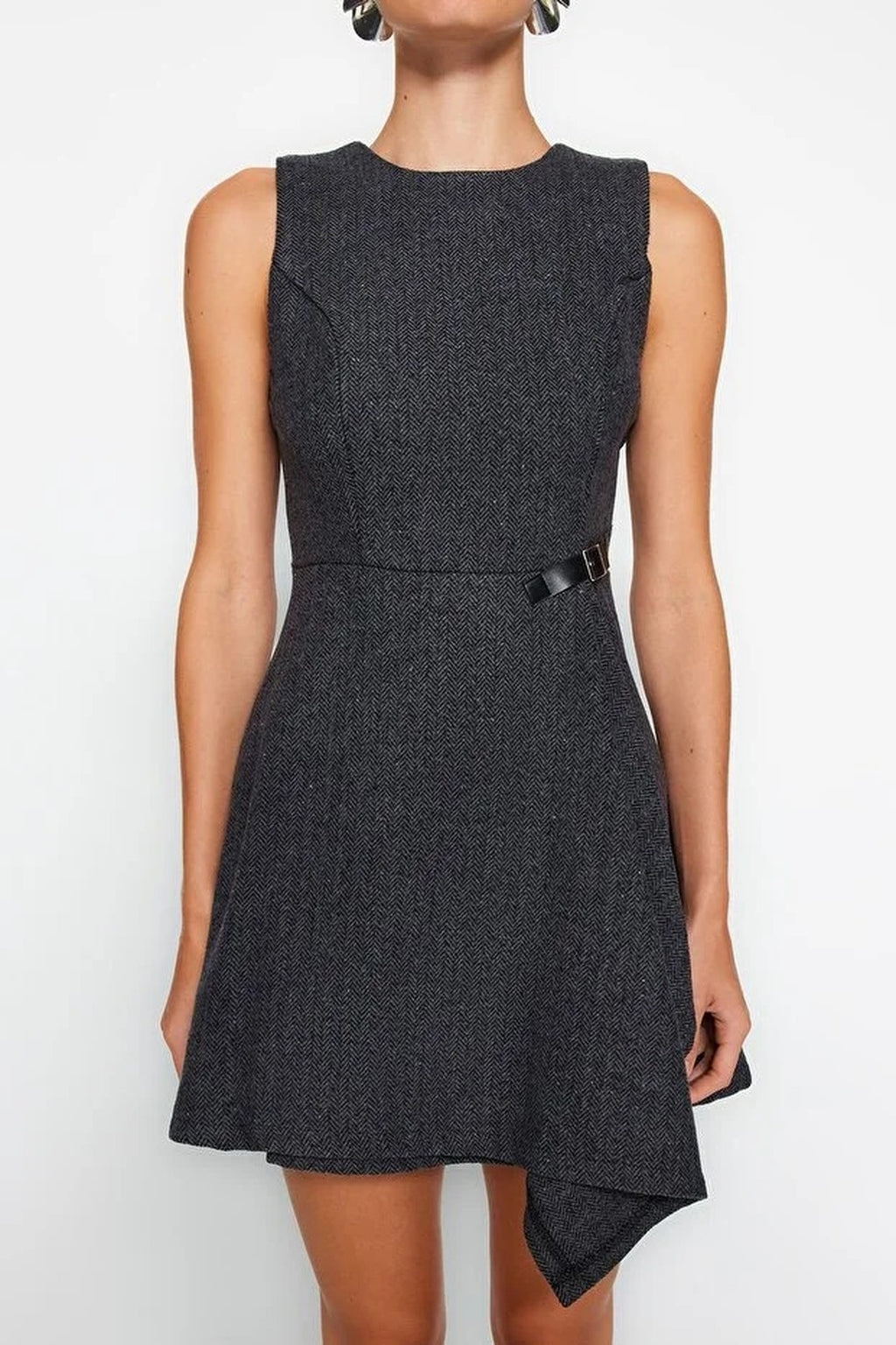 A-Line Asymmetrical Mini Woven Dress