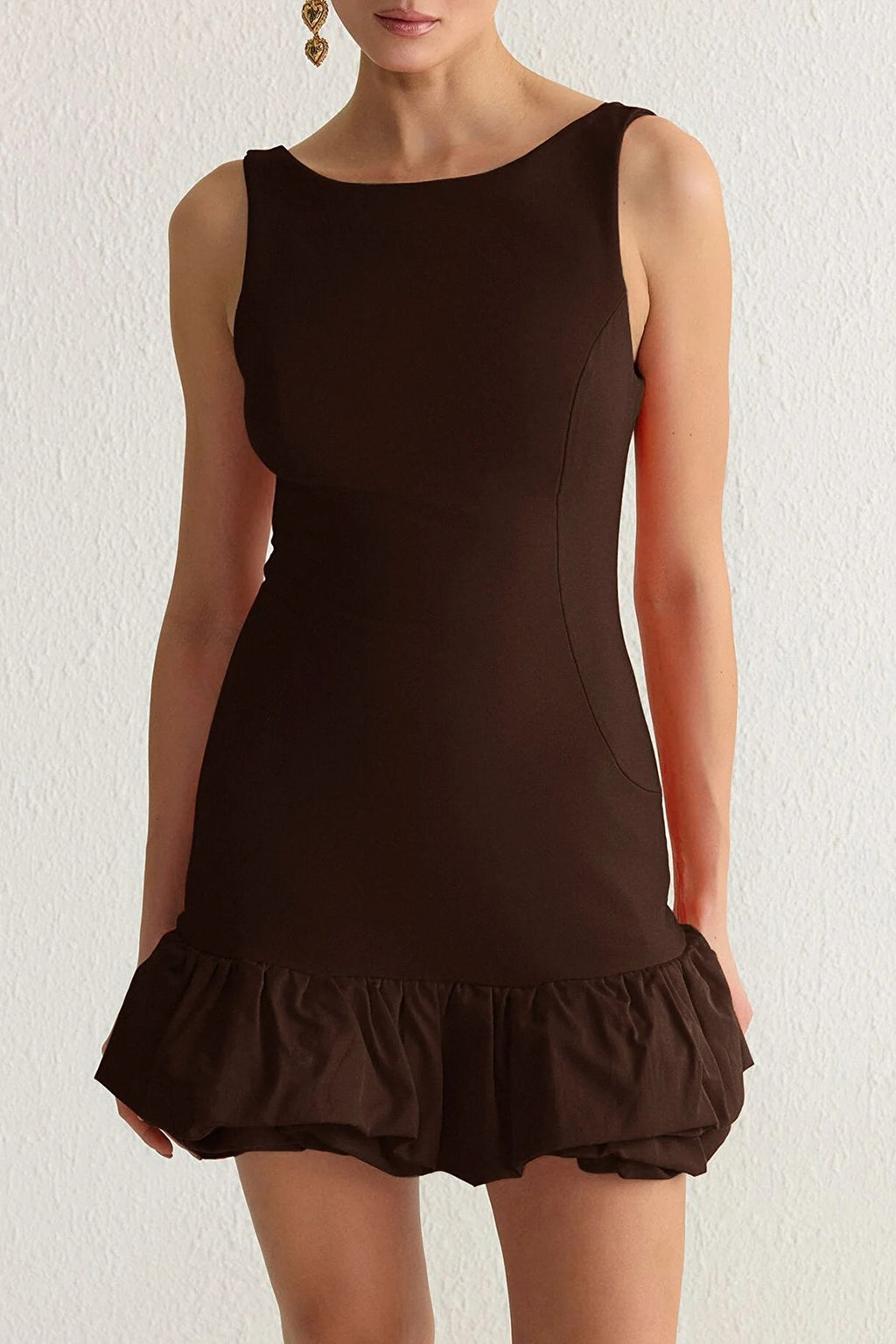 Balloon Skirt Detailed Woven Short Dress with Under Shorts Lining