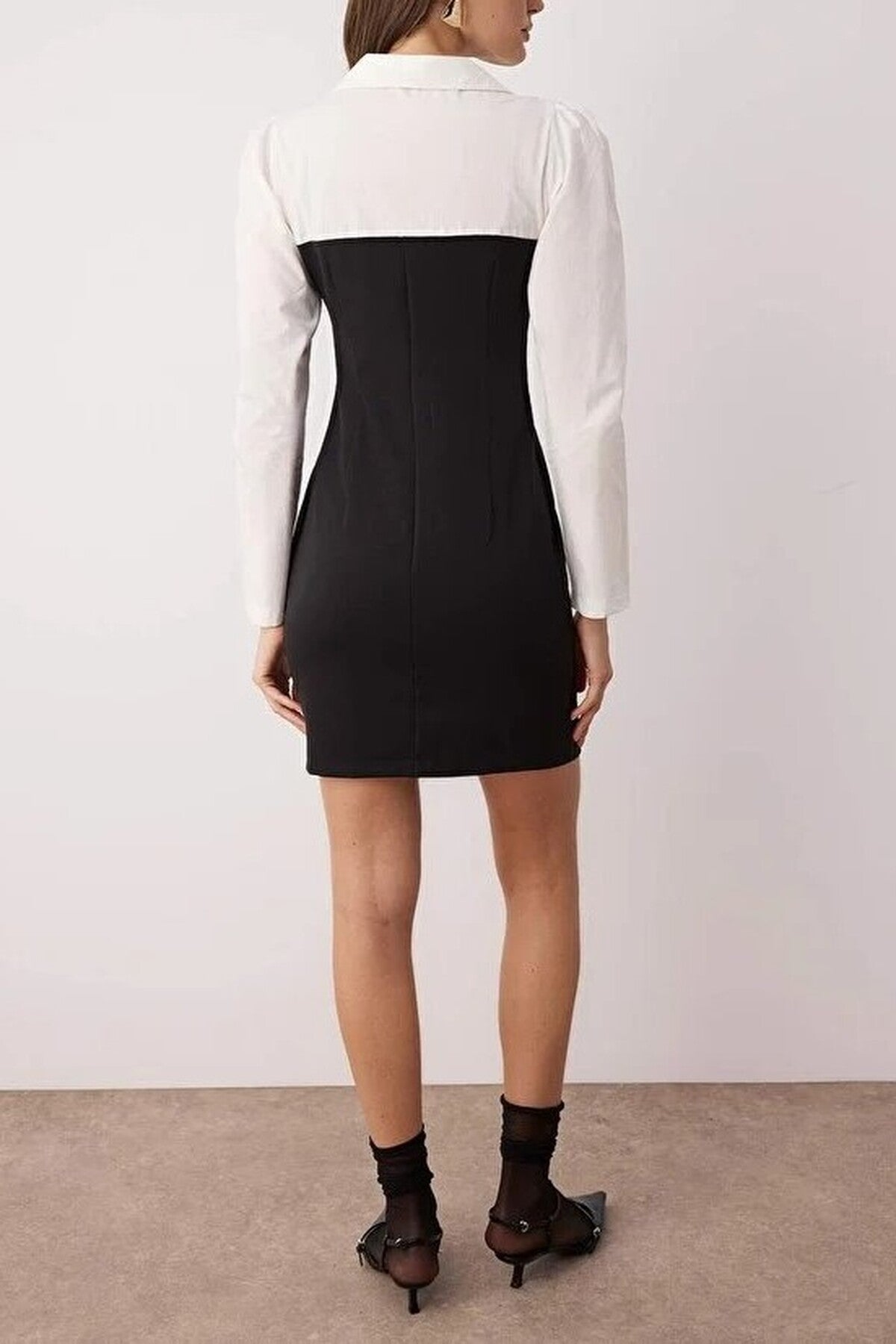 Shirt Collar Mini Woven Dress