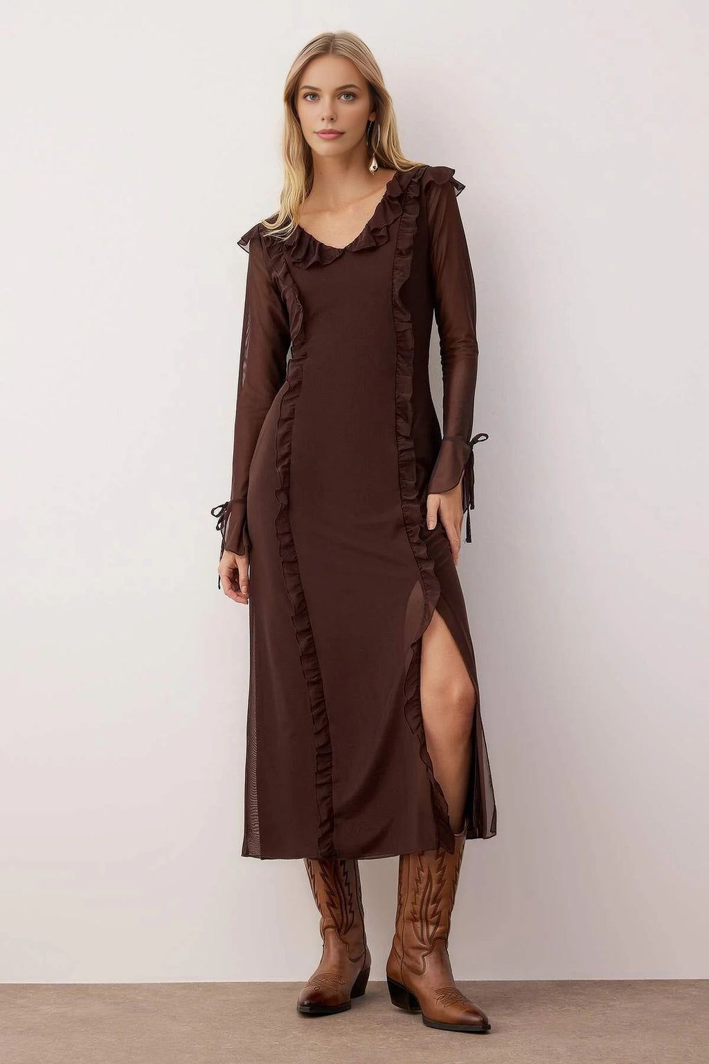Ruffle Maxi Knit Dress