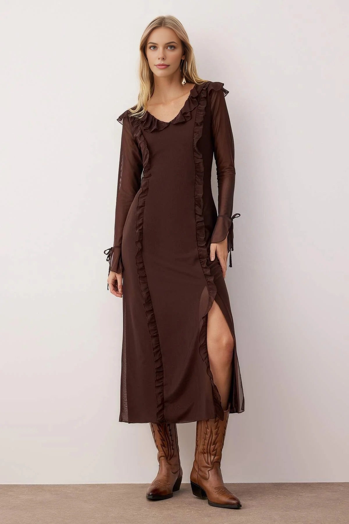 Ruffle Maxi Knit Dress