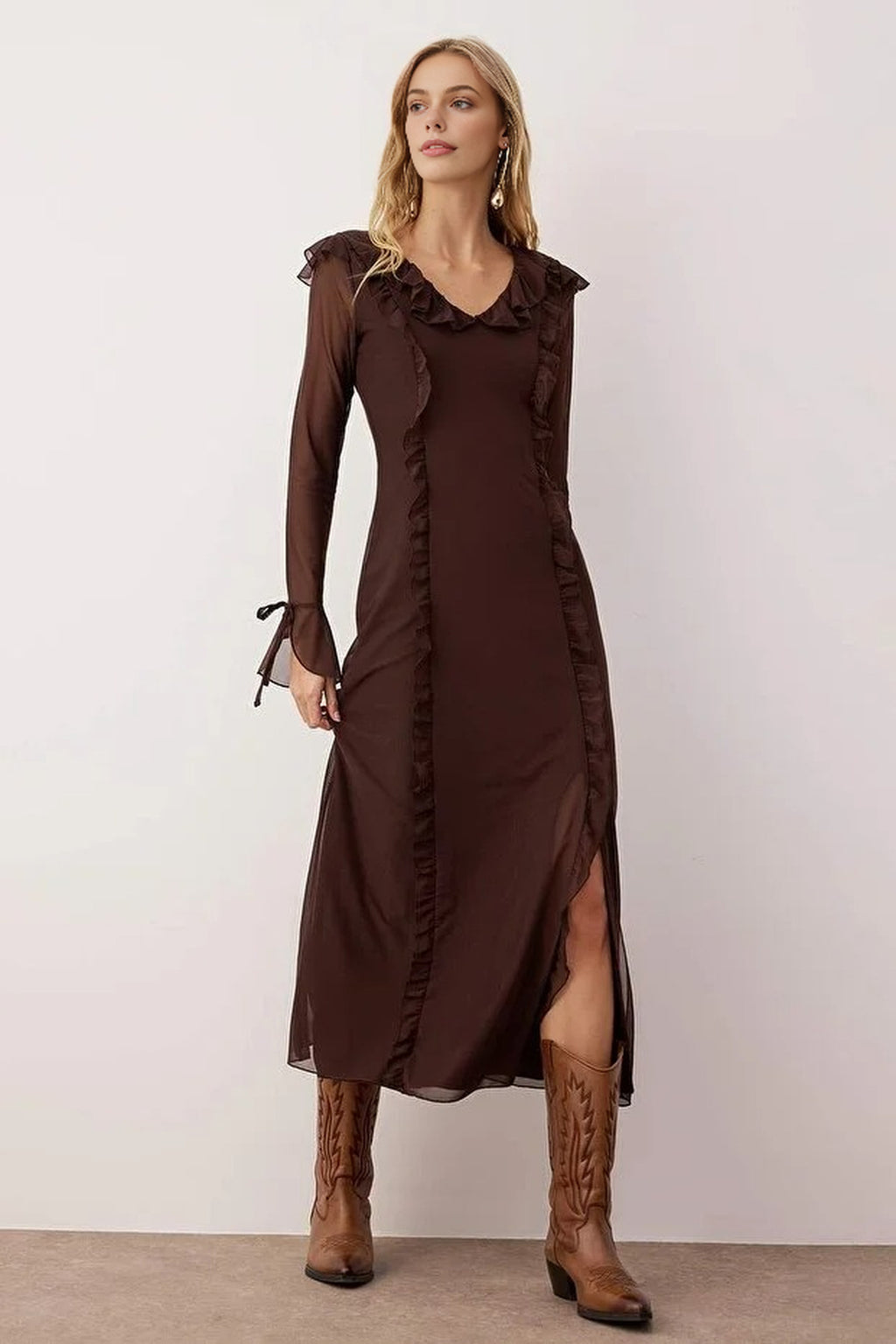 Ruffle Maxi Knit Dress
