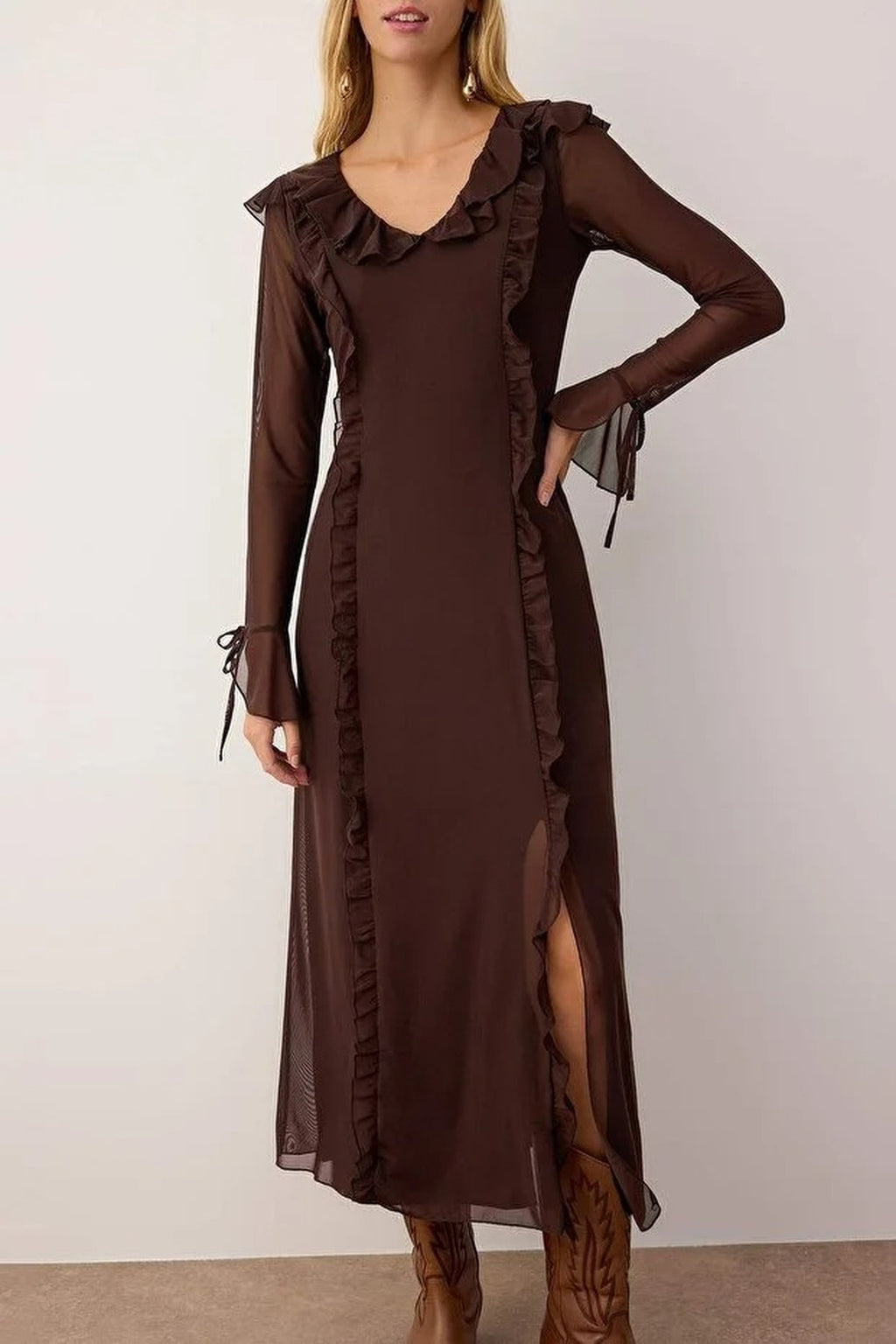 Ruffle Maxi Knit Dress