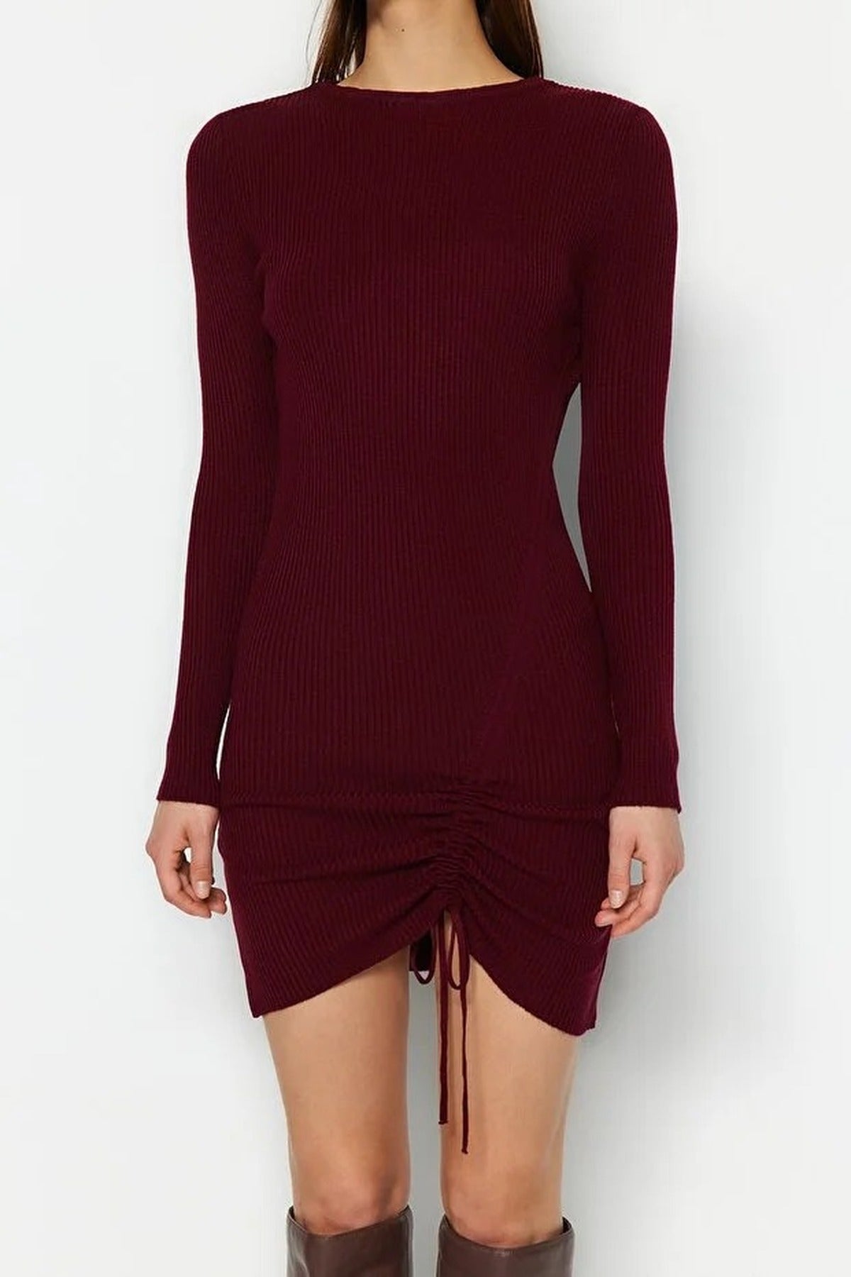 Mini Knit Dress with Gathered Detail