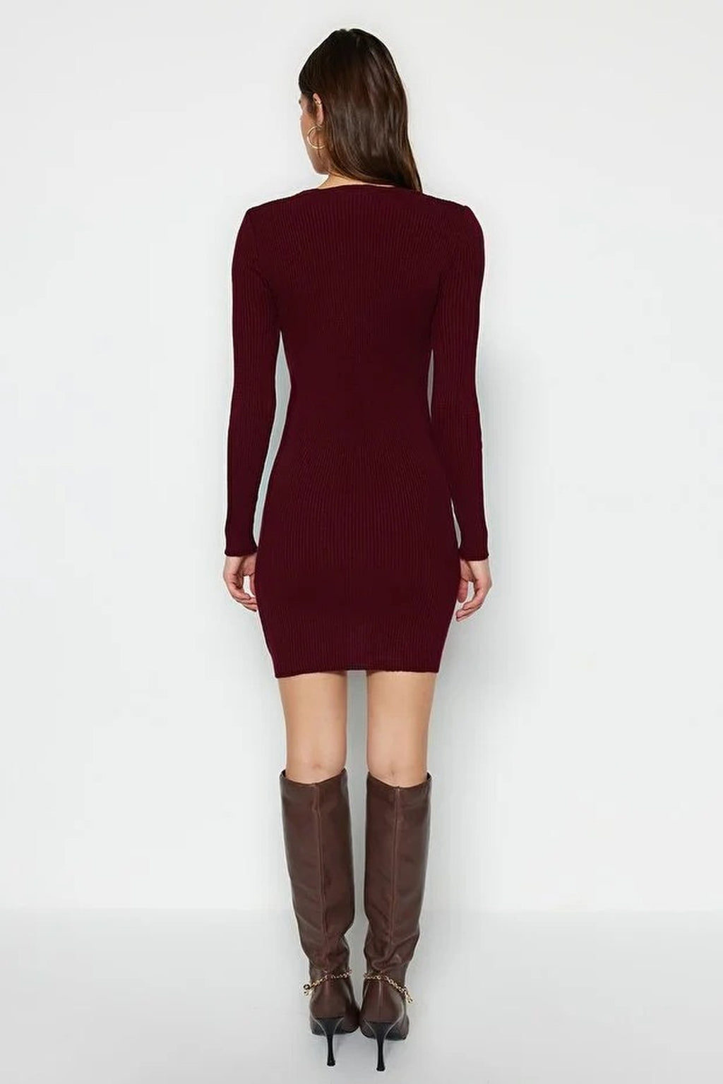 Mini Knit Dress with Gathered Detail