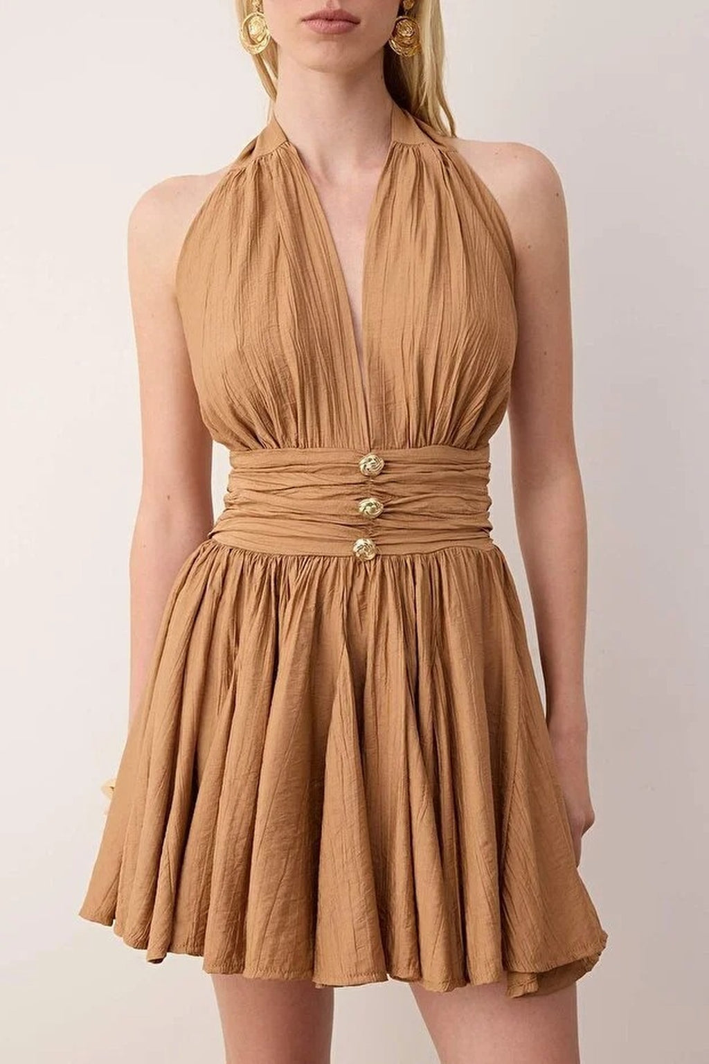 Skater Mini Dress with Button Detail