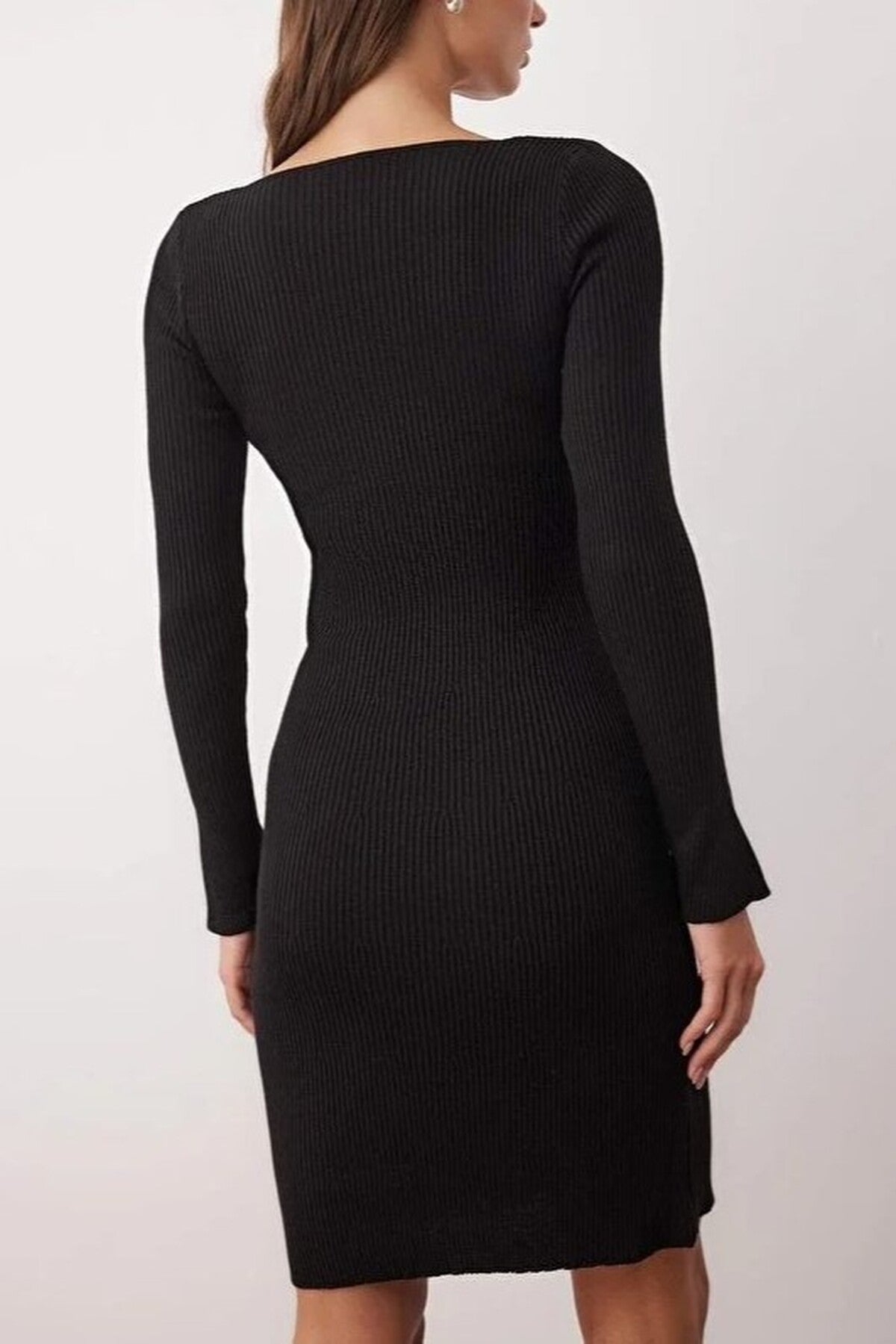V-Neck Mini Bodycon Knit Dress
