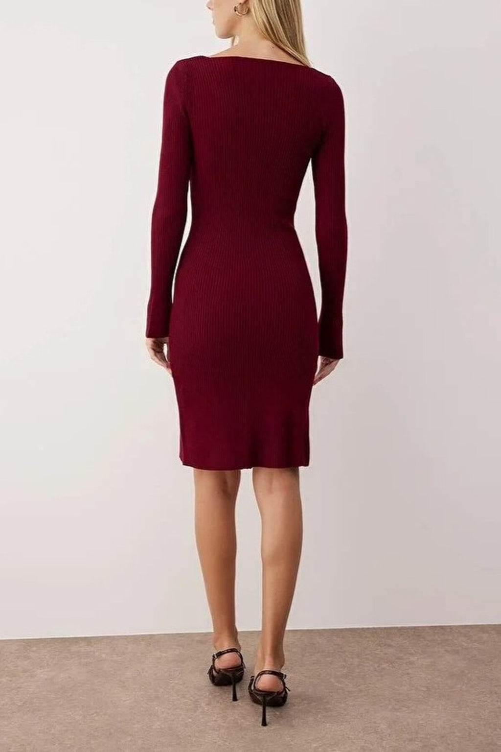 V-Neck Mini Bodycon Knit Dress