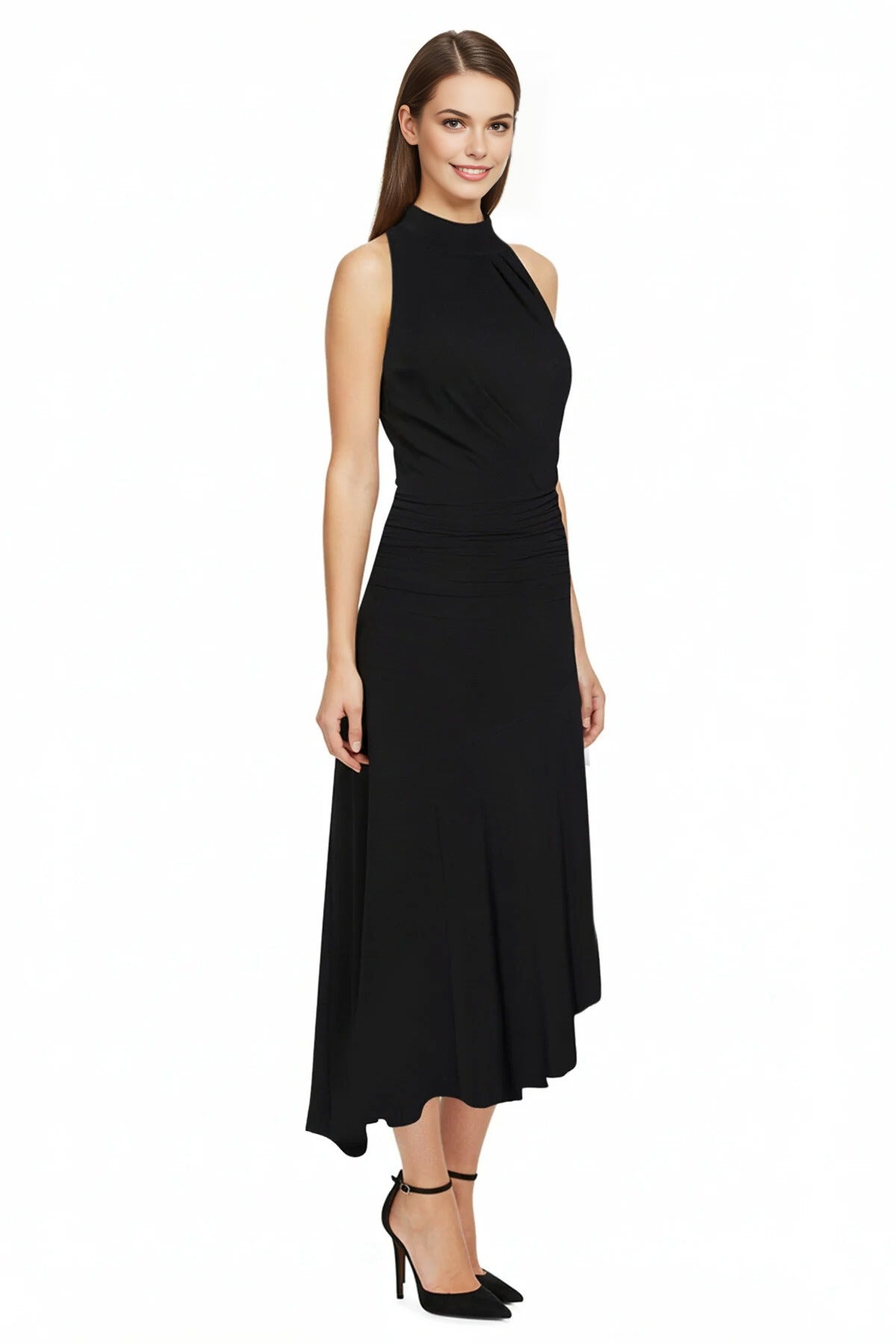 Elegant Knit Evening Dress with Ruffle Detail