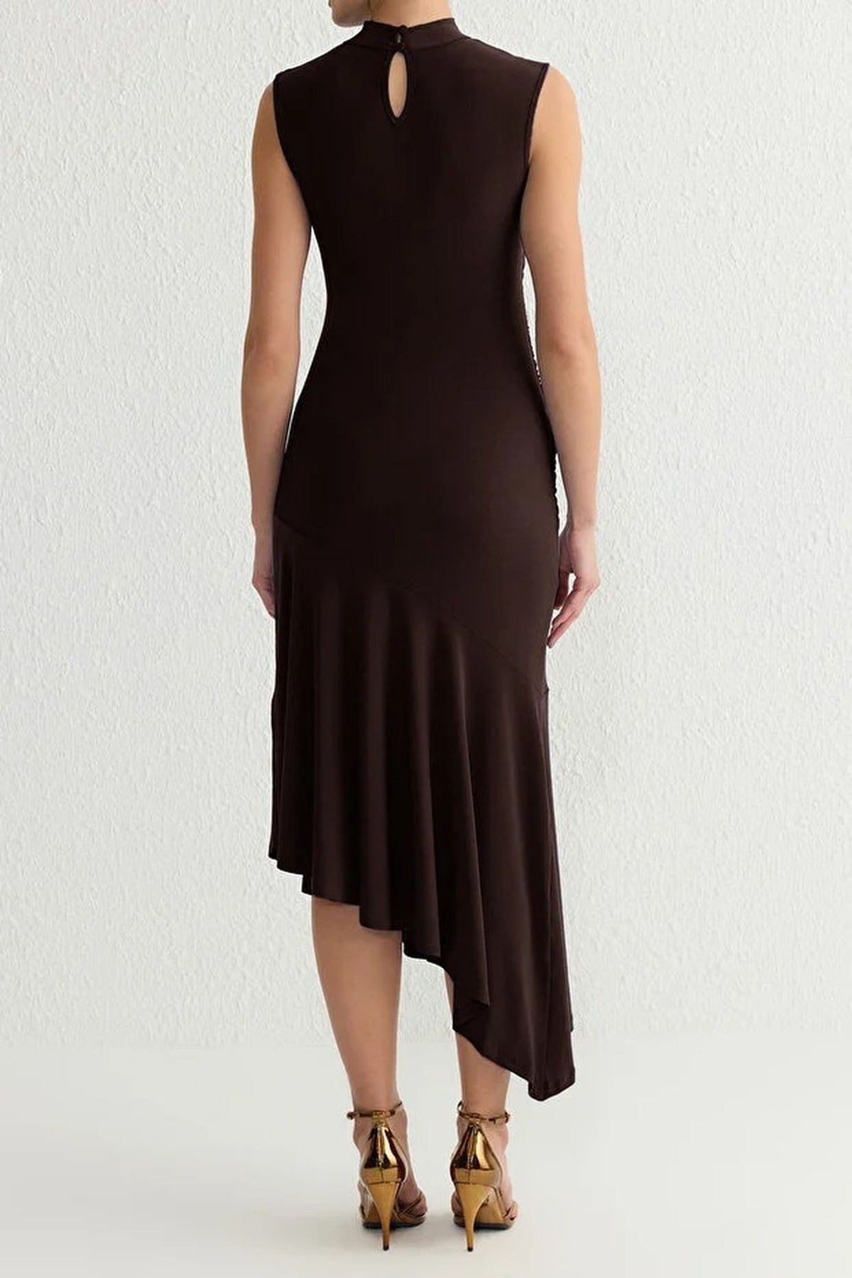 Elegant Knit Evening Dress with Ruffle Detail