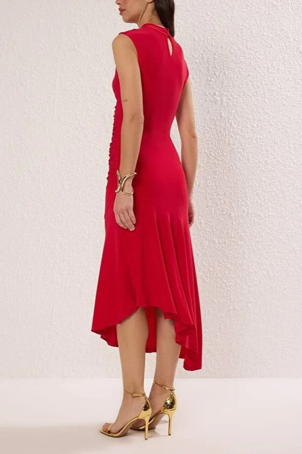 Elegant Knit Evening Dress with Ruffle Detail