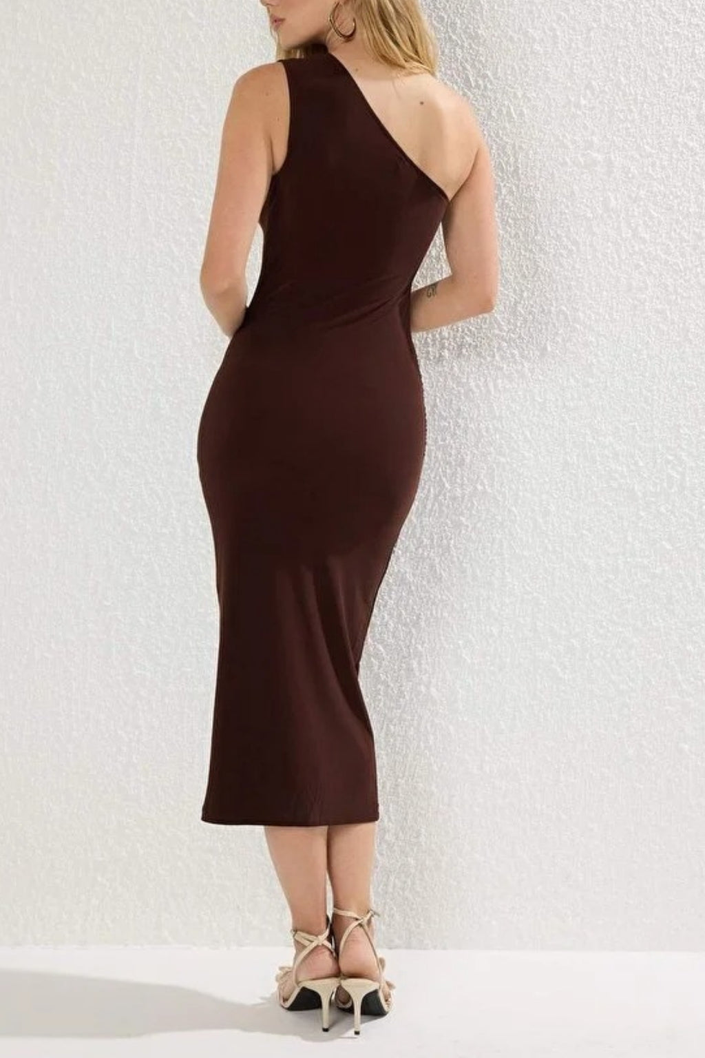 One-Shoulder Draped Stretch Knit Dress