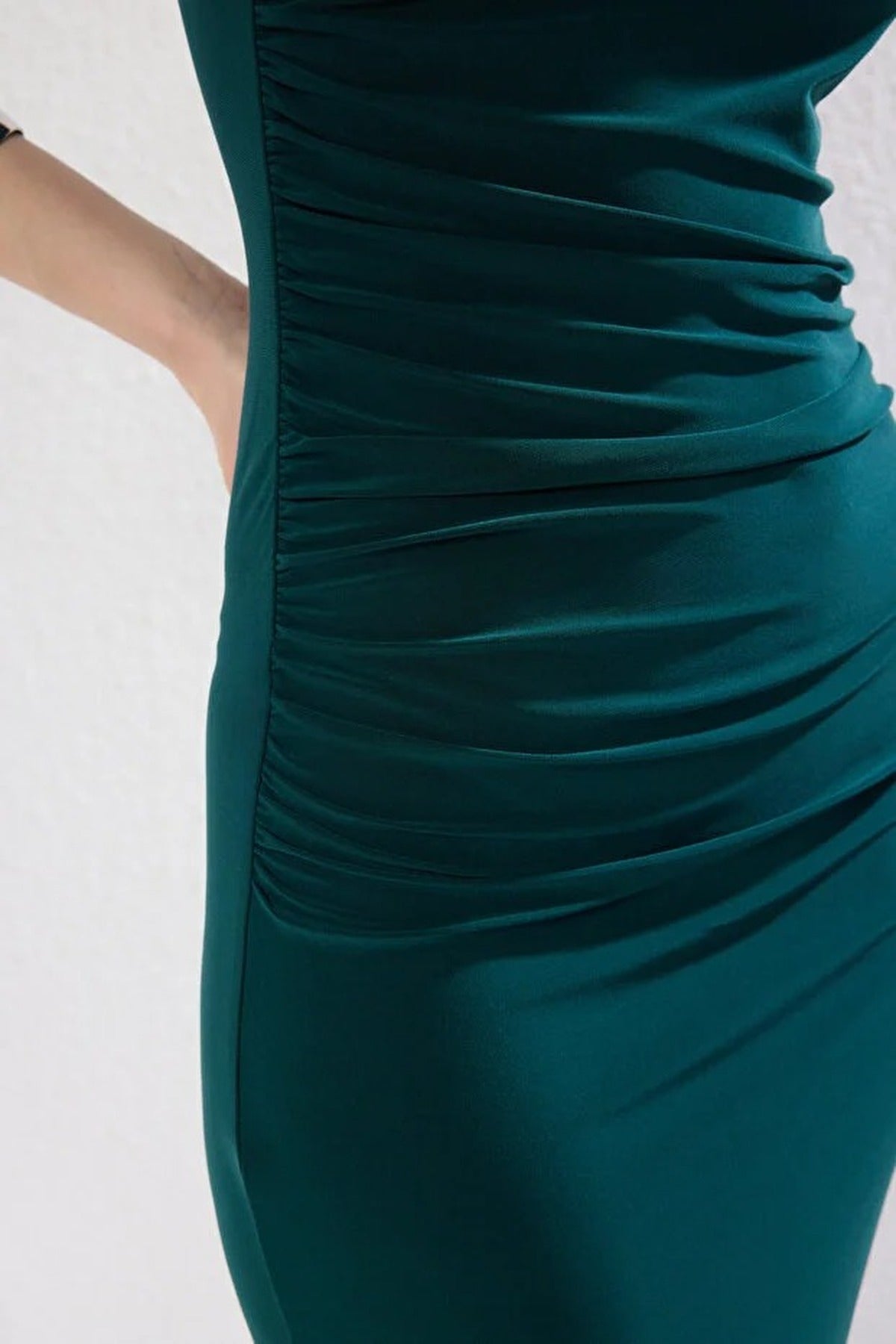 One-Shoulder Draped Stretch Knit Dress