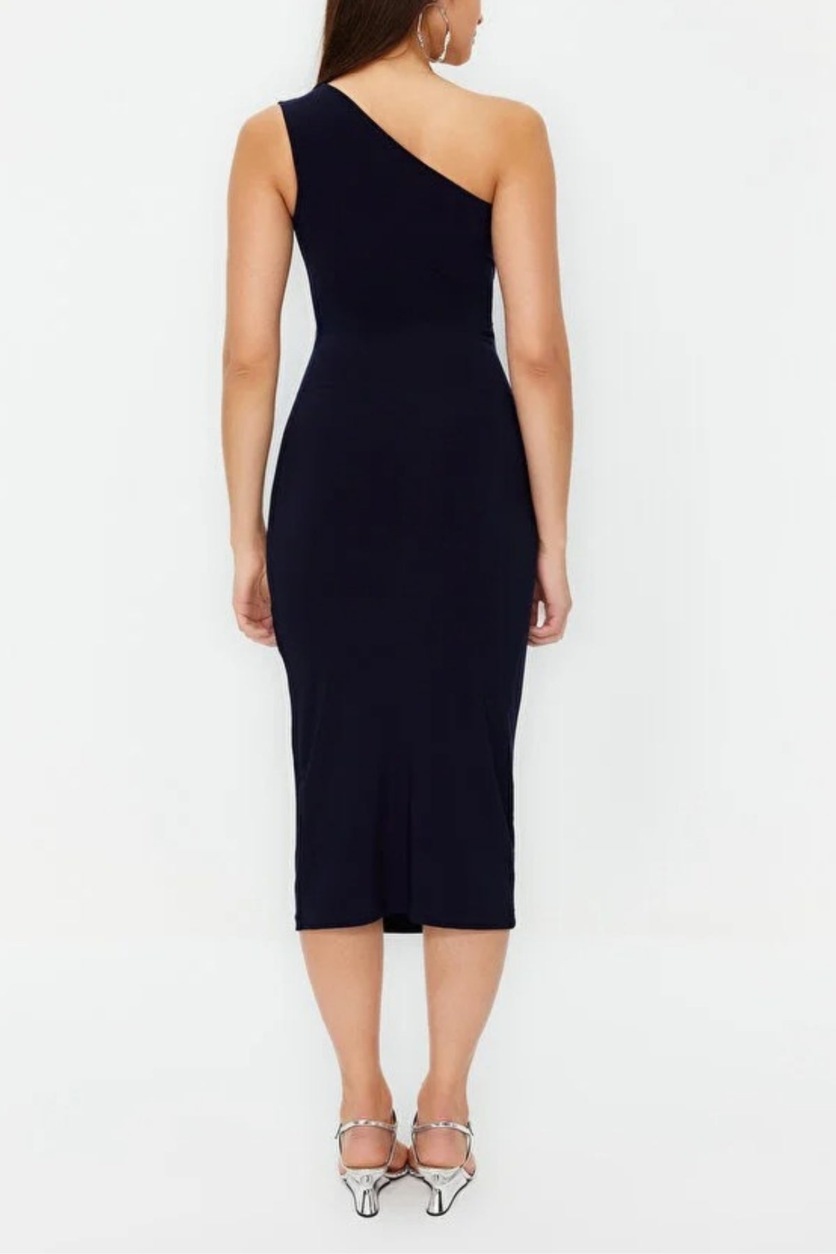 One-Shoulder Draped Stretch Knit Dress