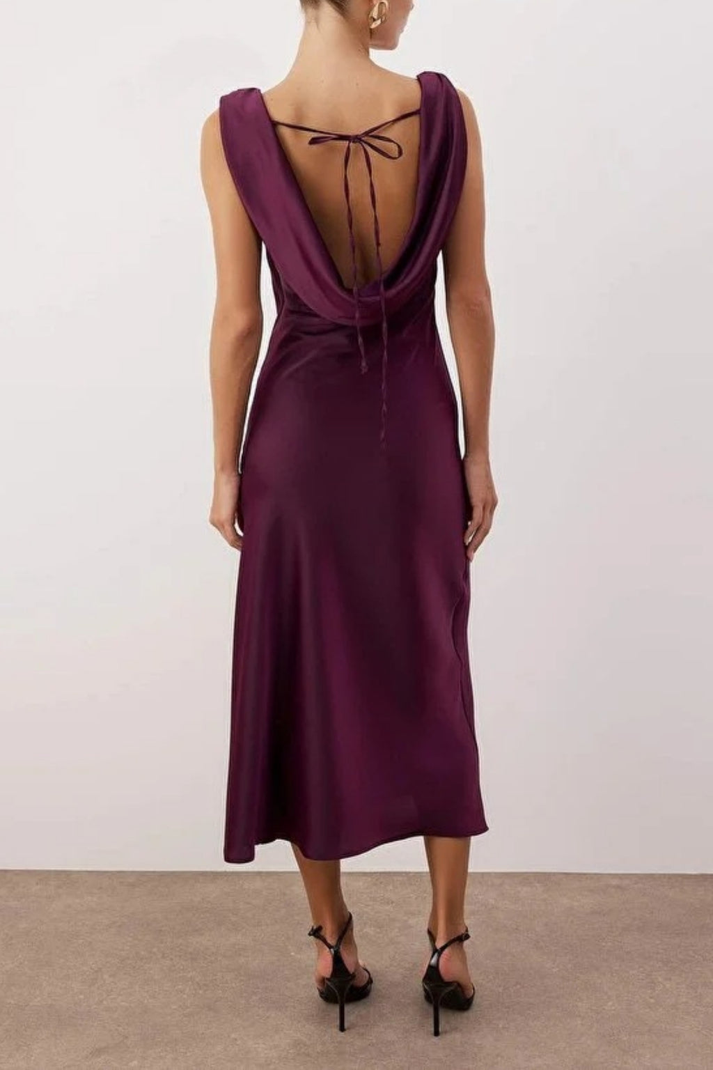 Woven Satin Maxi Party Dress with Accessory Details
